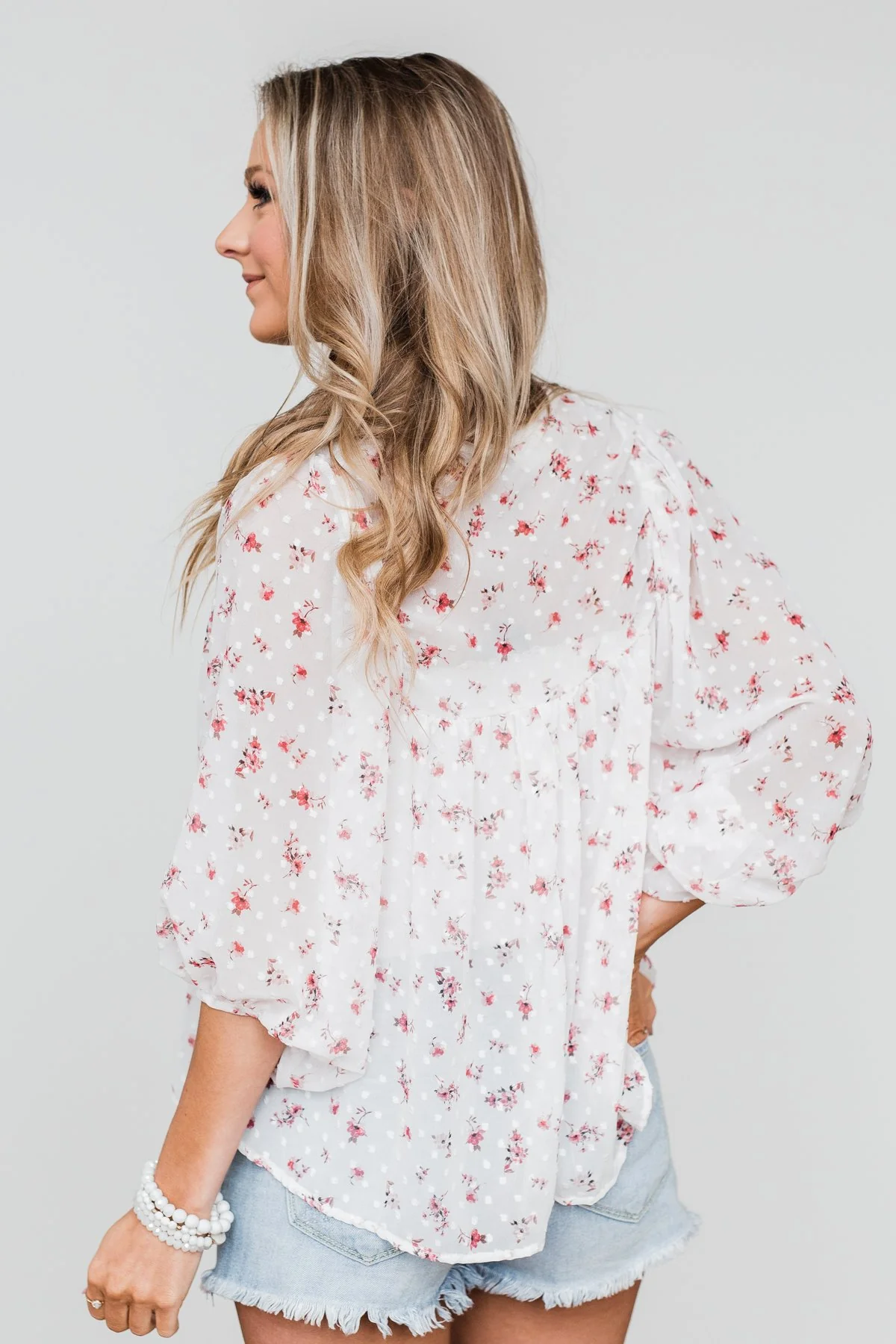 Love At First Sight Floral Blouse- Ivory - Image 12