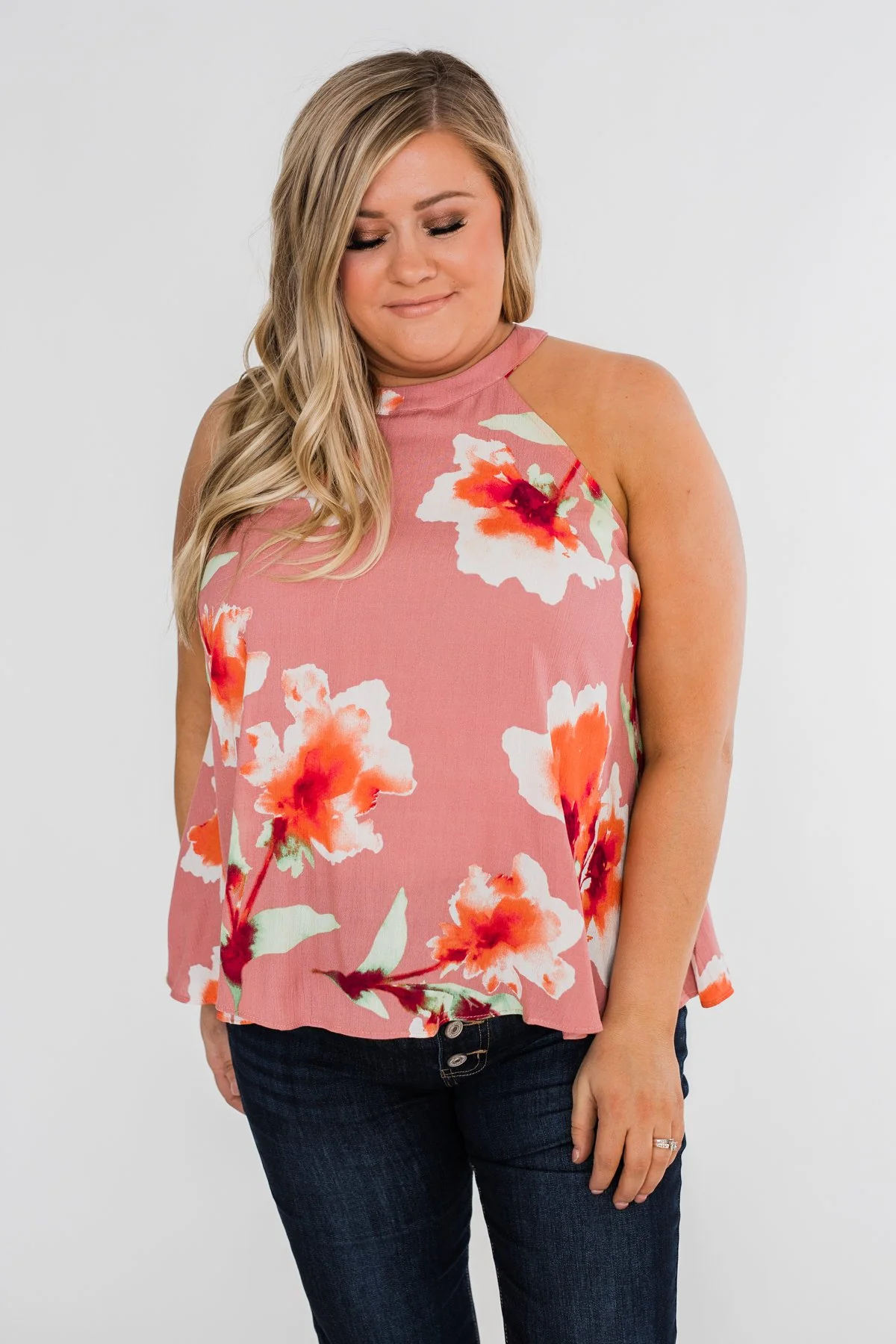 Love At Last Floral Halter Tank Top- Mauve - Image 12