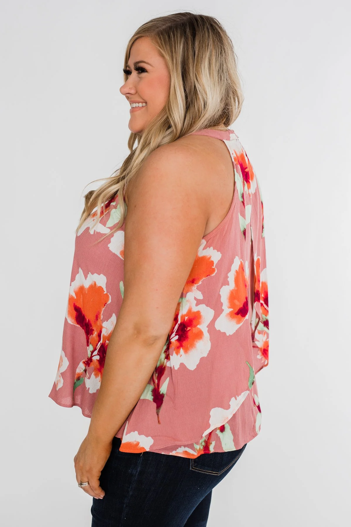 Love At Last Floral Halter Tank Top- Mauve - Image 14