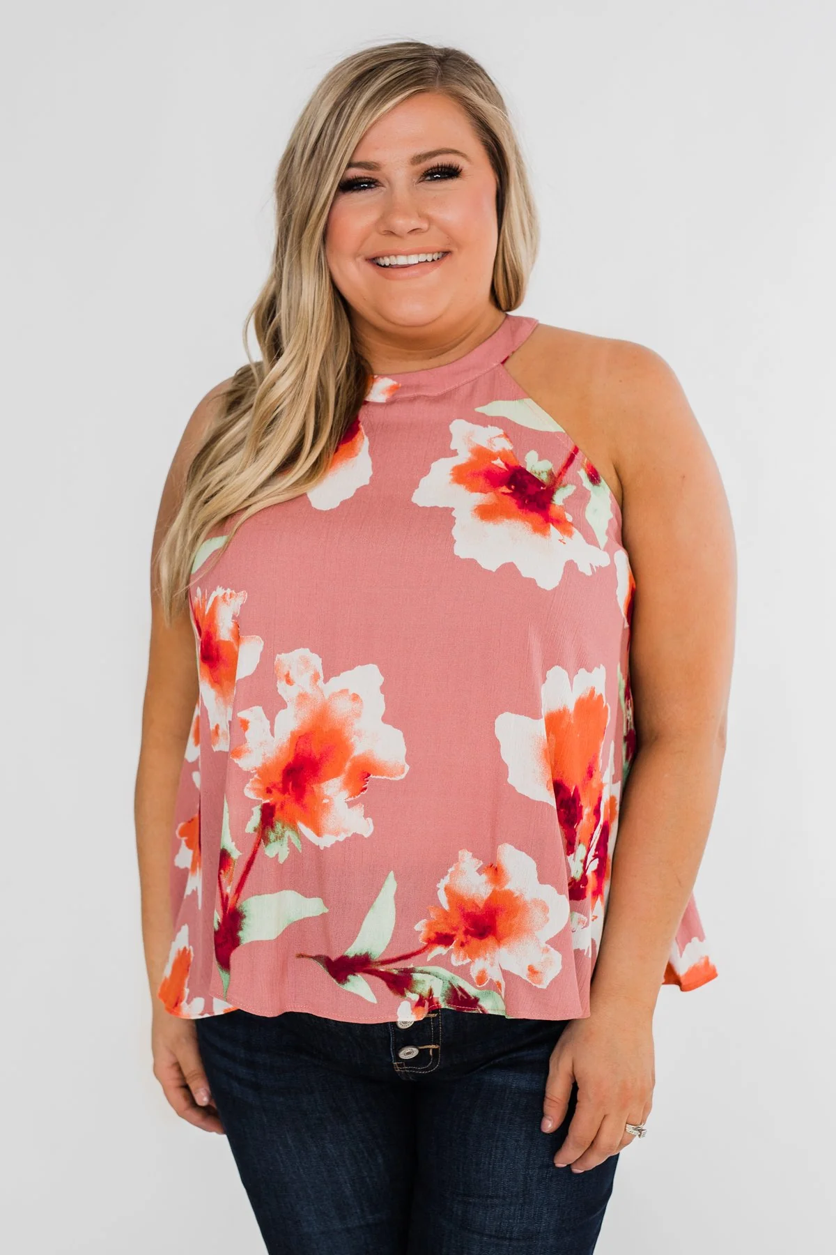 Love At Last Floral Halter Tank Top- Mauve - Image 9