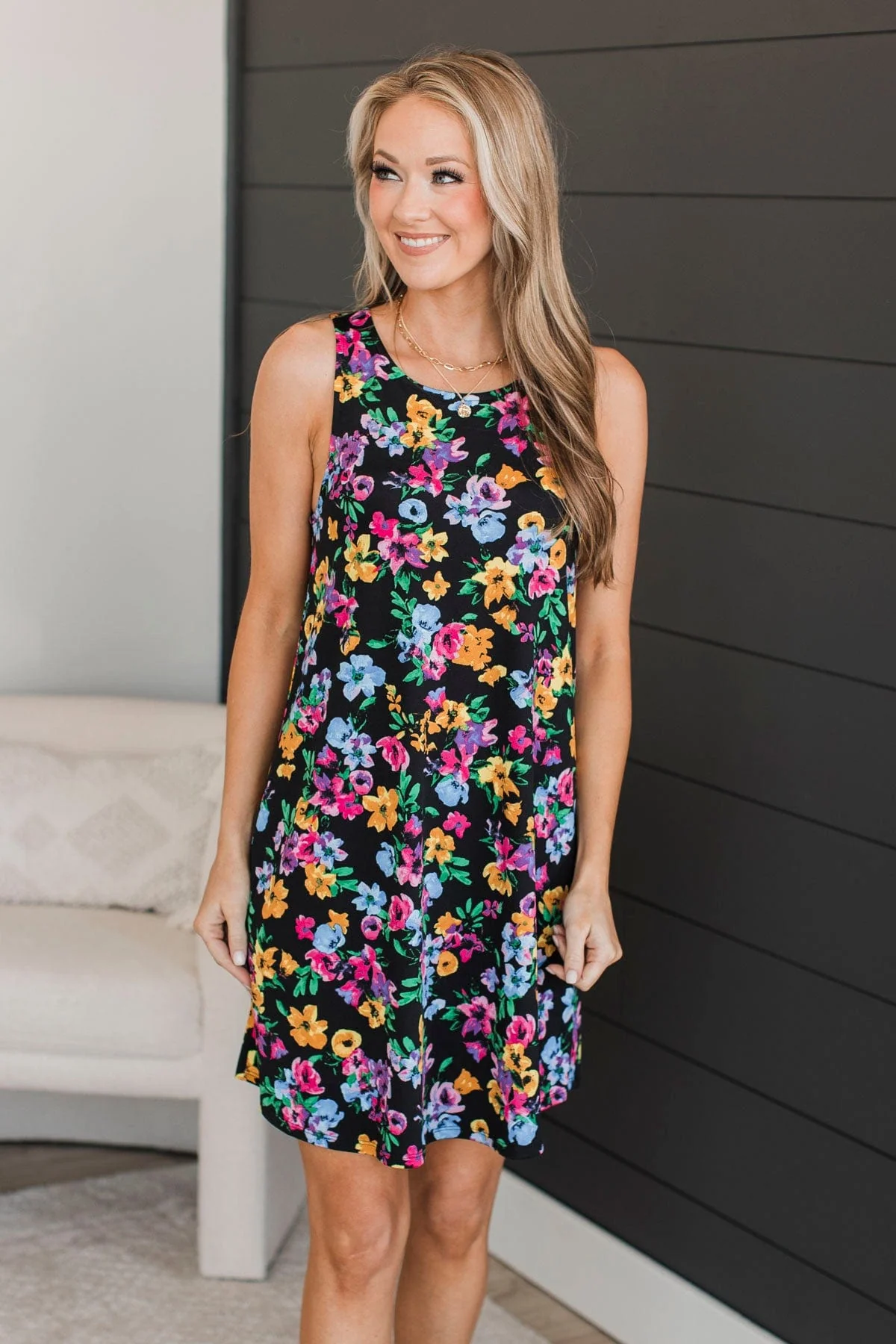 Love Begins Floral Dress- Black - Image 2