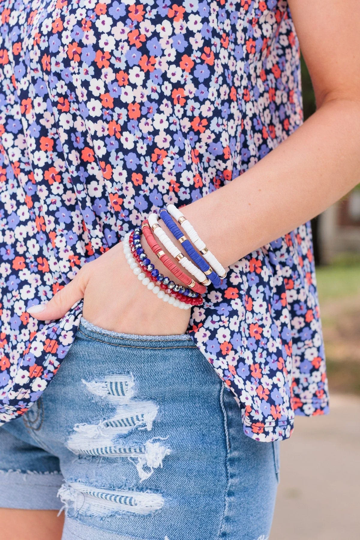 Love Being Girly Bracelet Set- Red, White, & Blue - Image 2