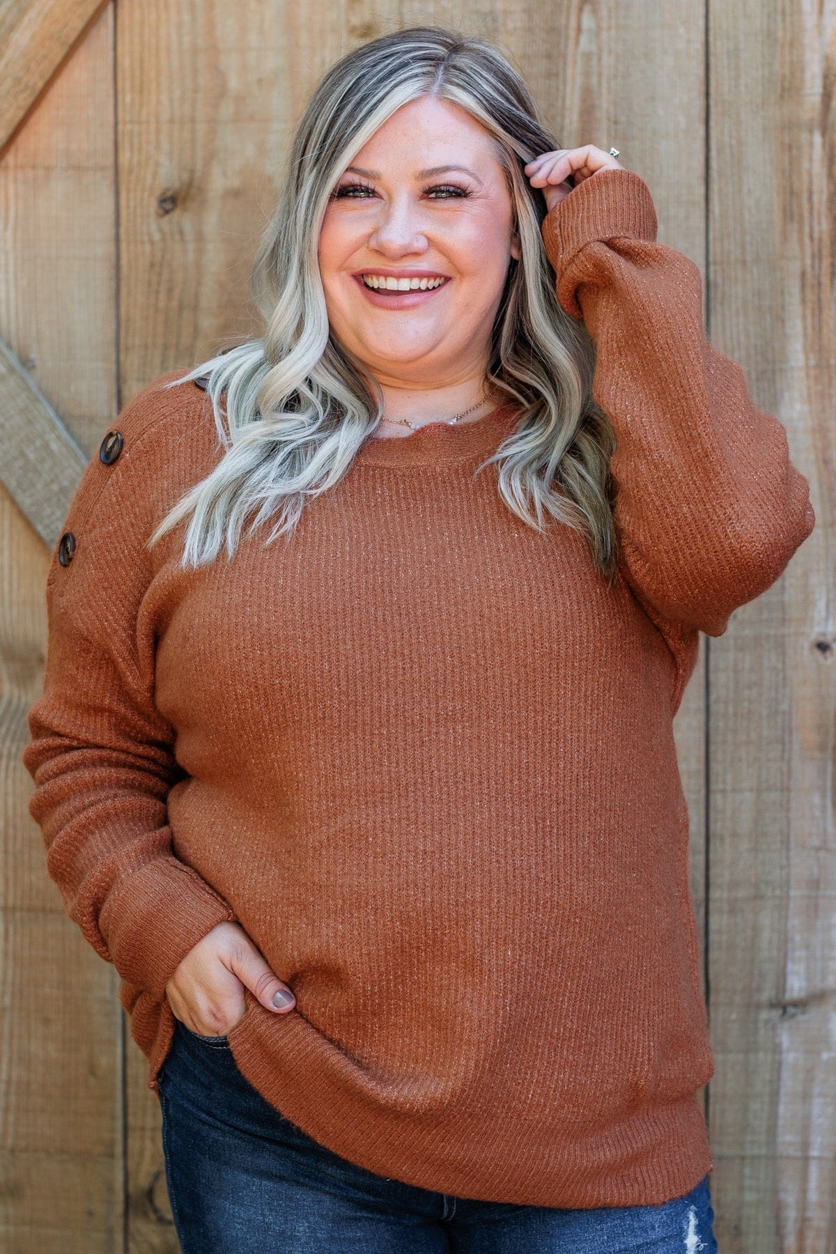 Love Beyond Words Knit Sweater- Rust - Image 3