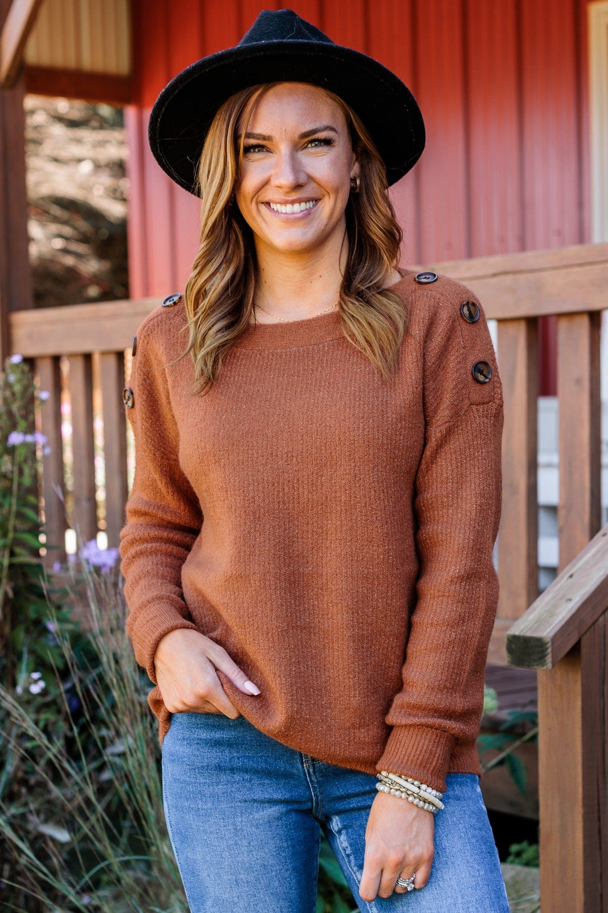 Love Beyond Words Knit Sweater- Rust - Image 4