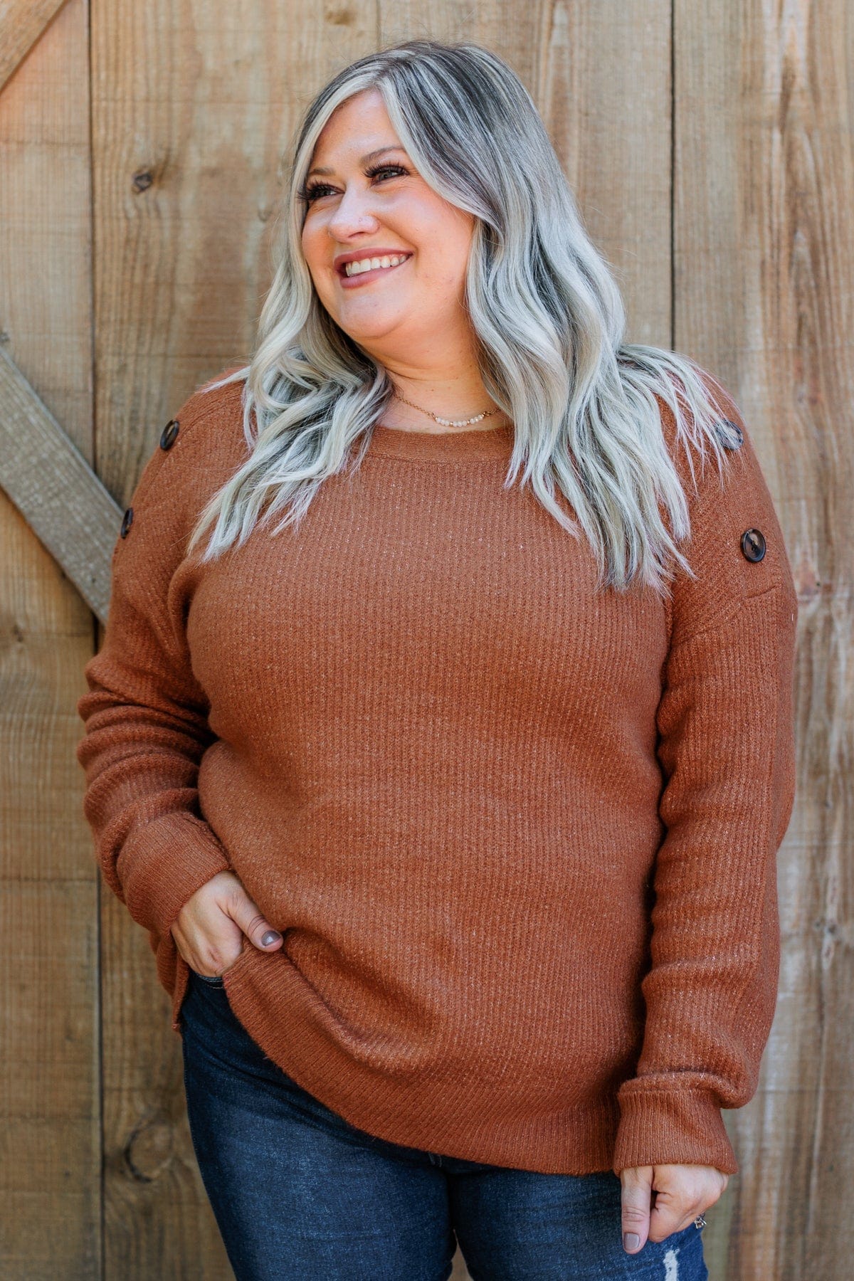 Love Beyond Words Knit Sweater- Rust - Image 5