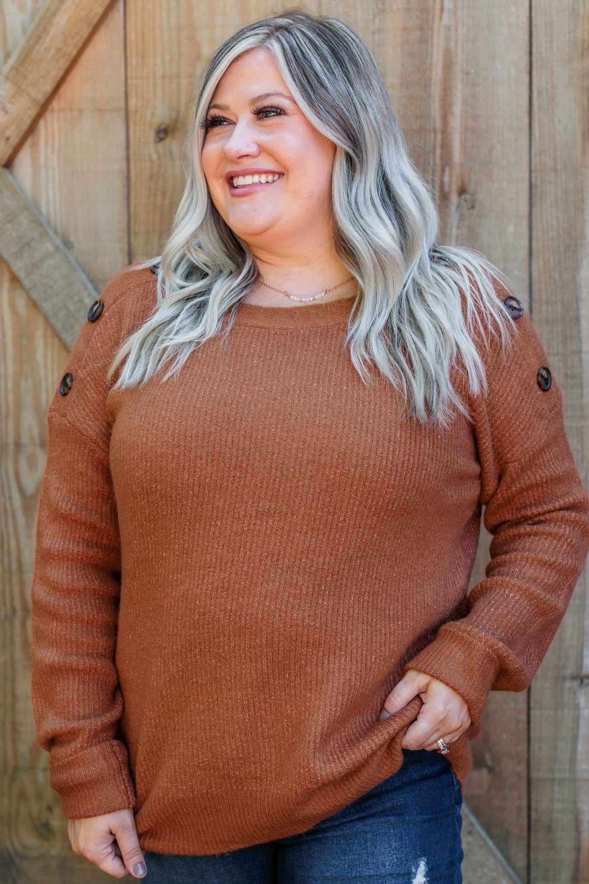 Love Beyond Words Knit Sweater- Rust - Image 7