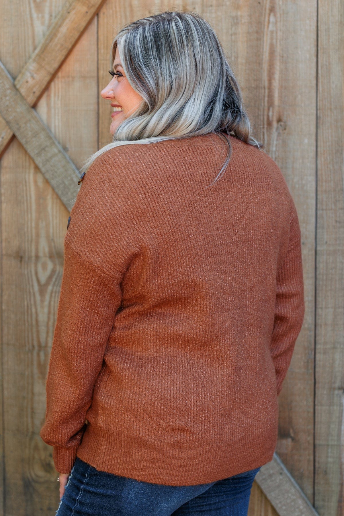 Love Beyond Words Knit Sweater- Rust - Image 9