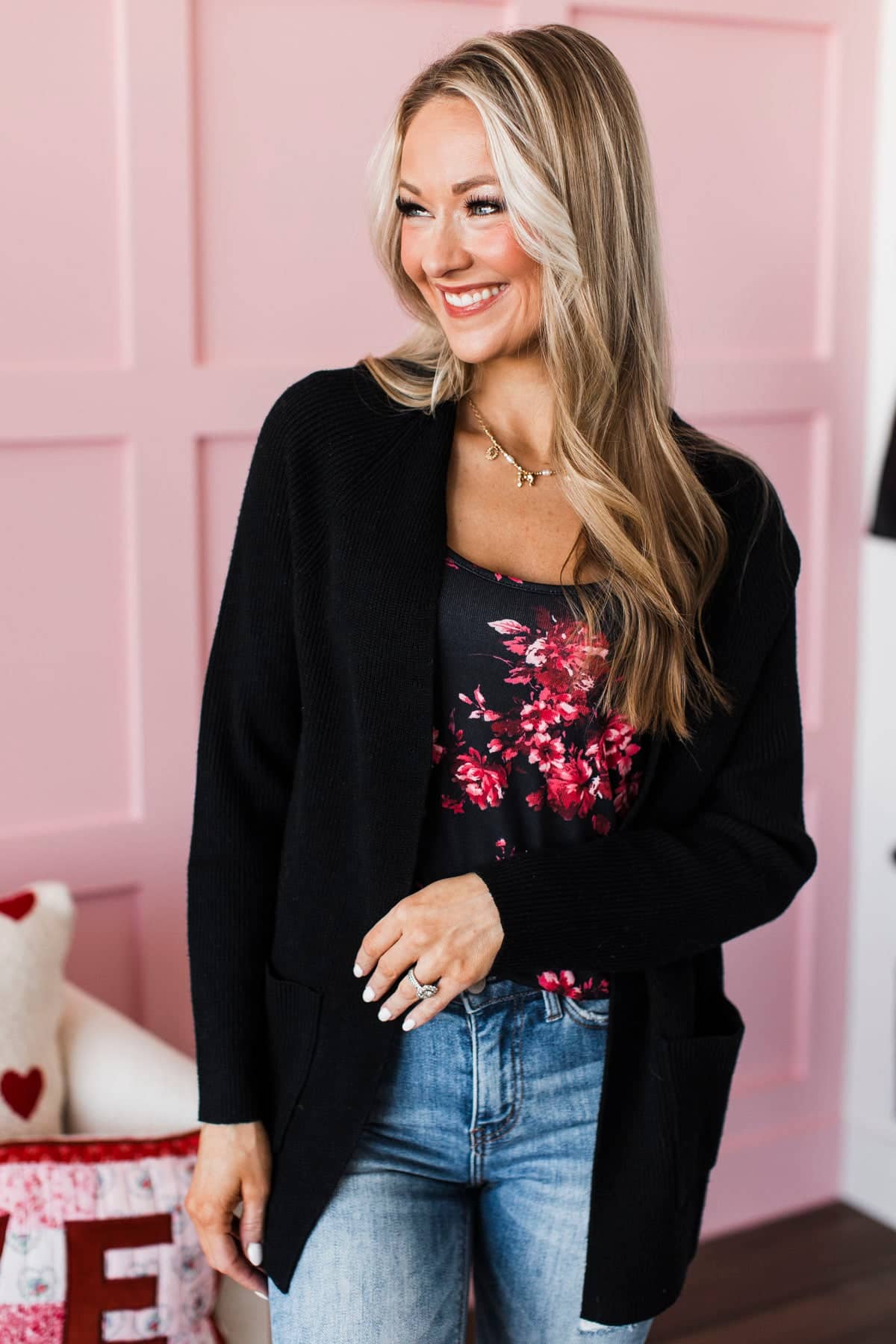 Love Blooms Floral Tank Top- Black - Image 4