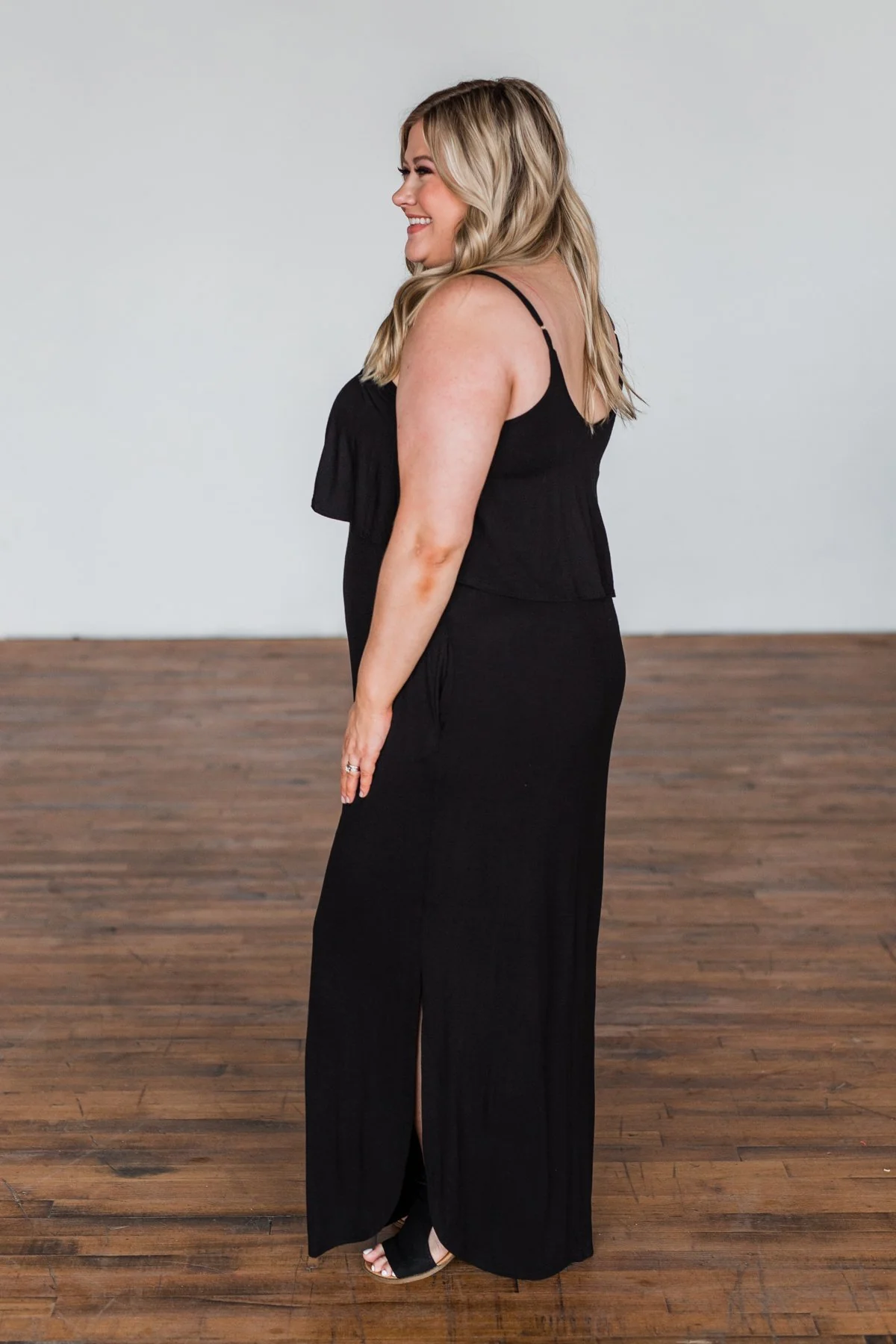 Love Connection Ruffle Maxi Dress- Black - Image 11