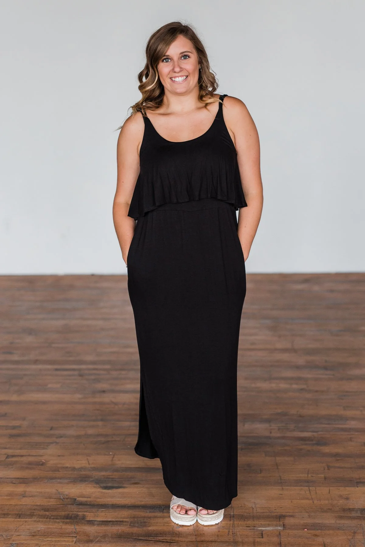 Love Connection Ruffle Maxi Dress- Black - Image 6