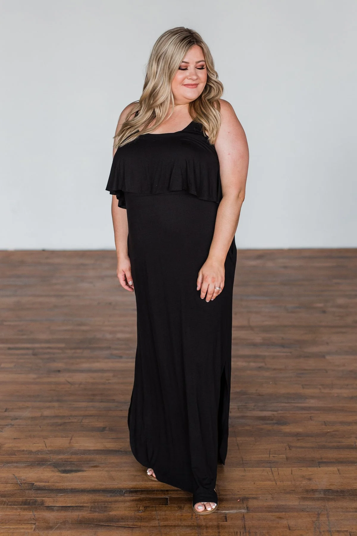 Love Connection Ruffle Maxi Dress- Black - Image 7