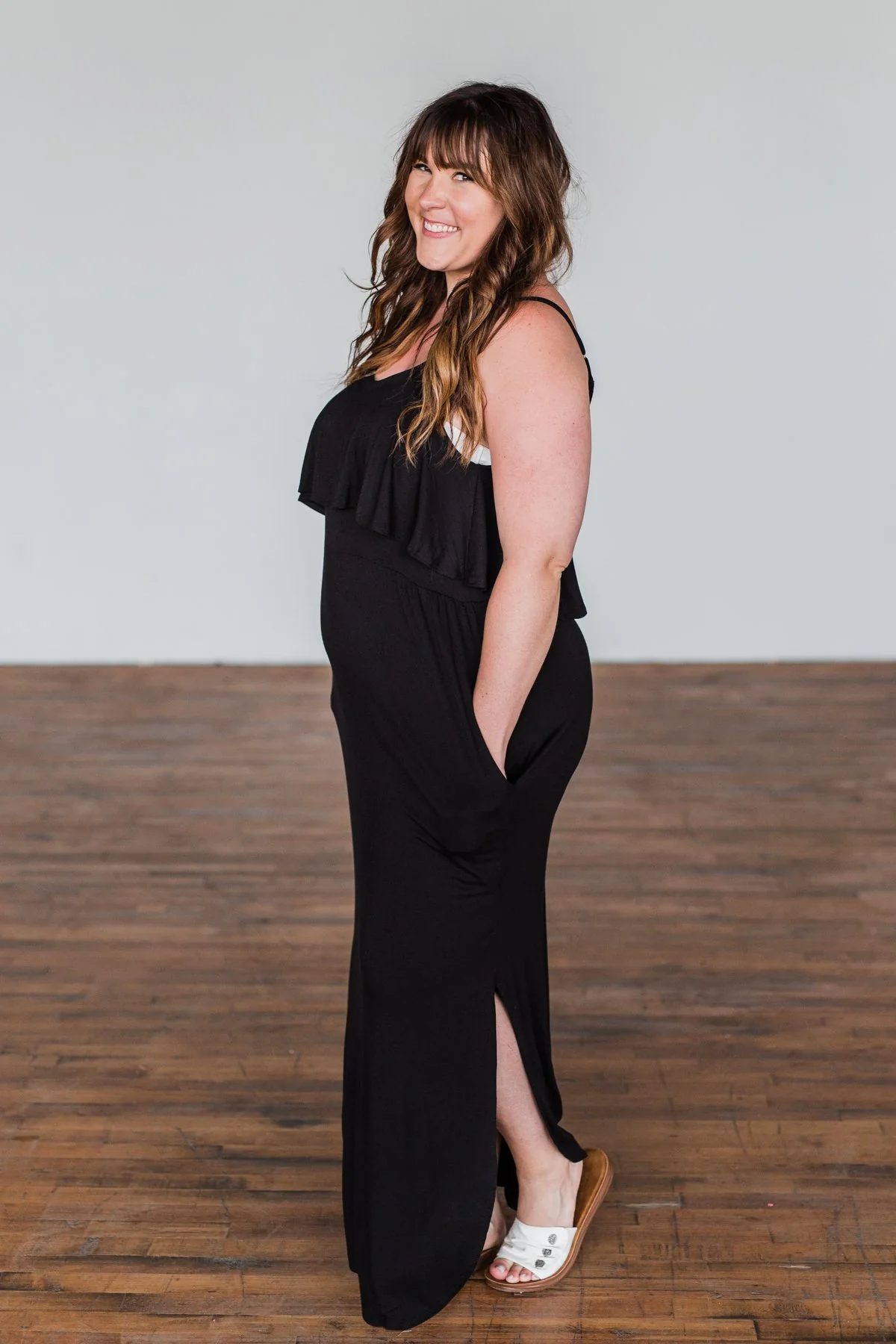 Love Connection Ruffle Maxi Dress- Black - Image 9
