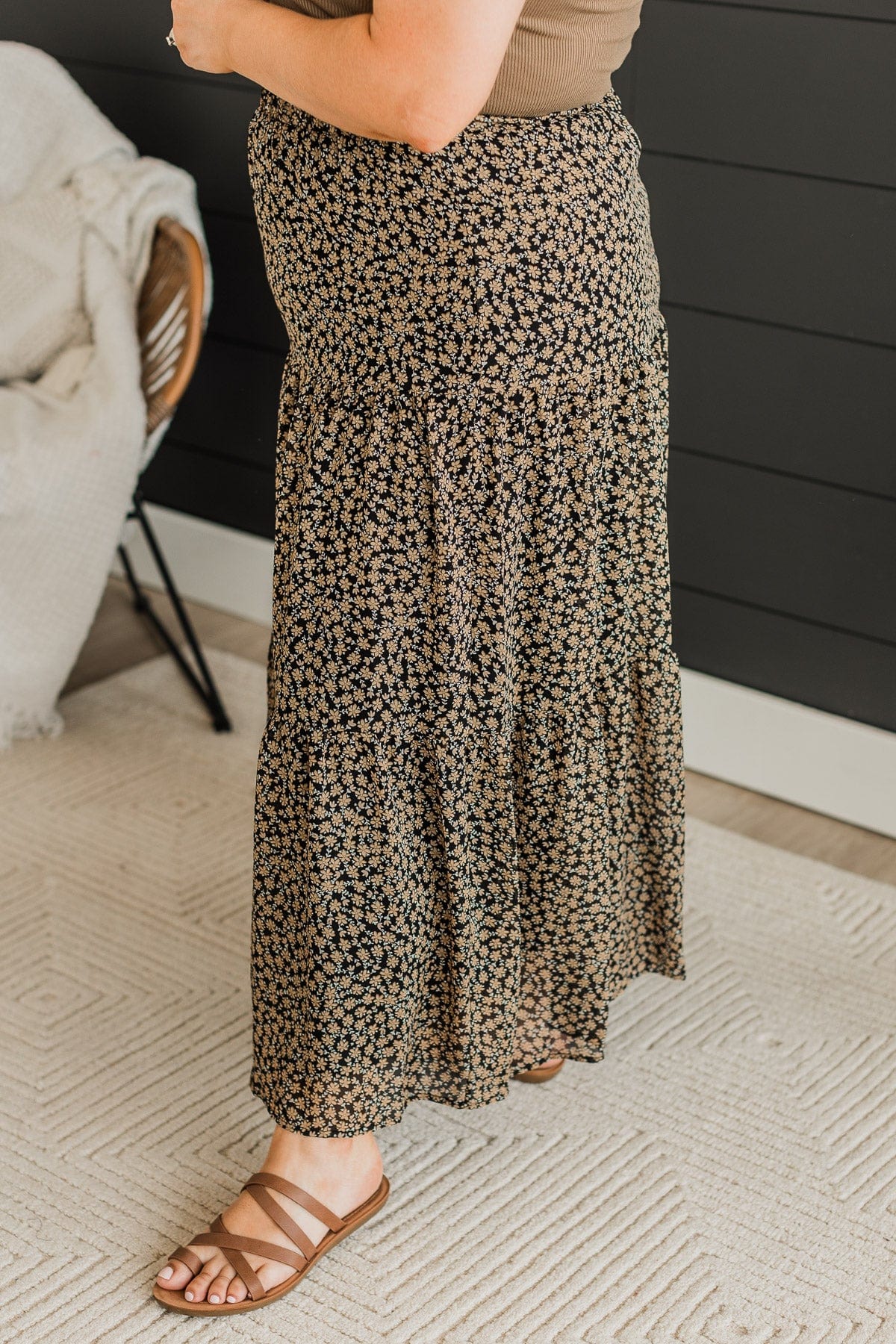 Reason For Romance Floral Skirt- Black - Image 6