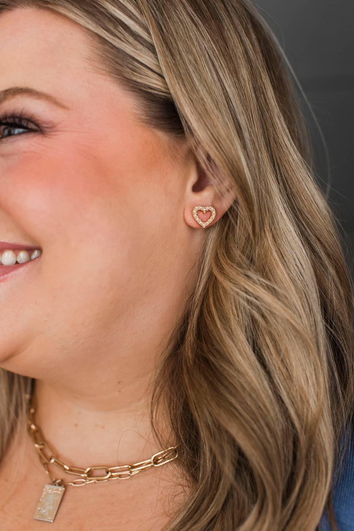 Love Honestly Pearl Studded Heart Earrings- Gold