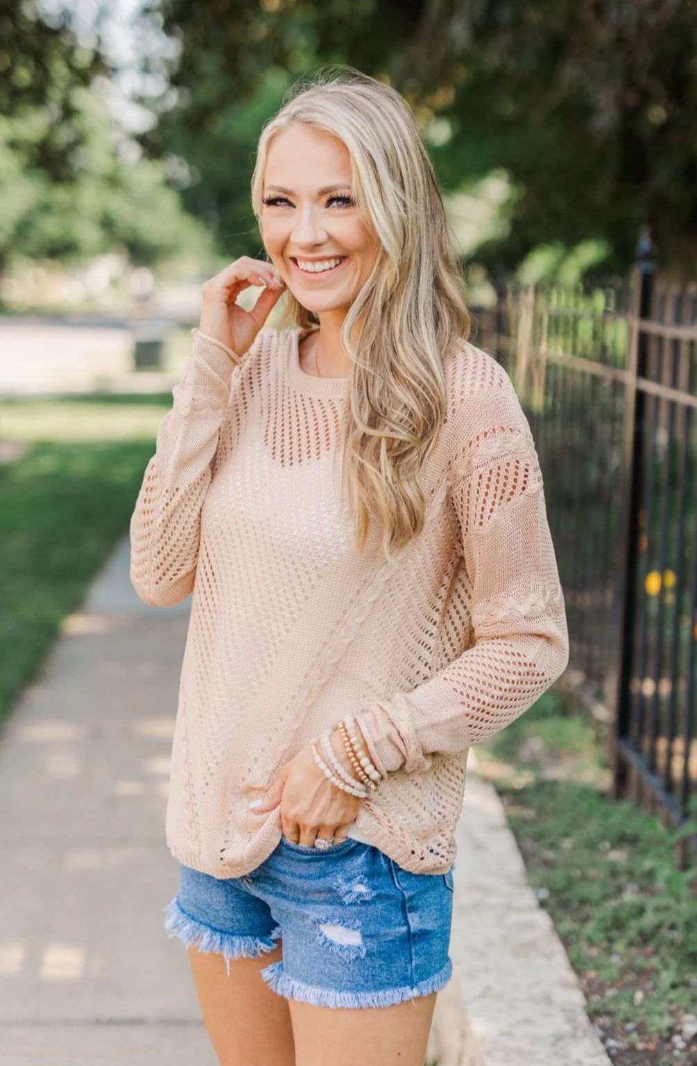 Love Like Crazy Open Knit Sweater- Natural - Image 3