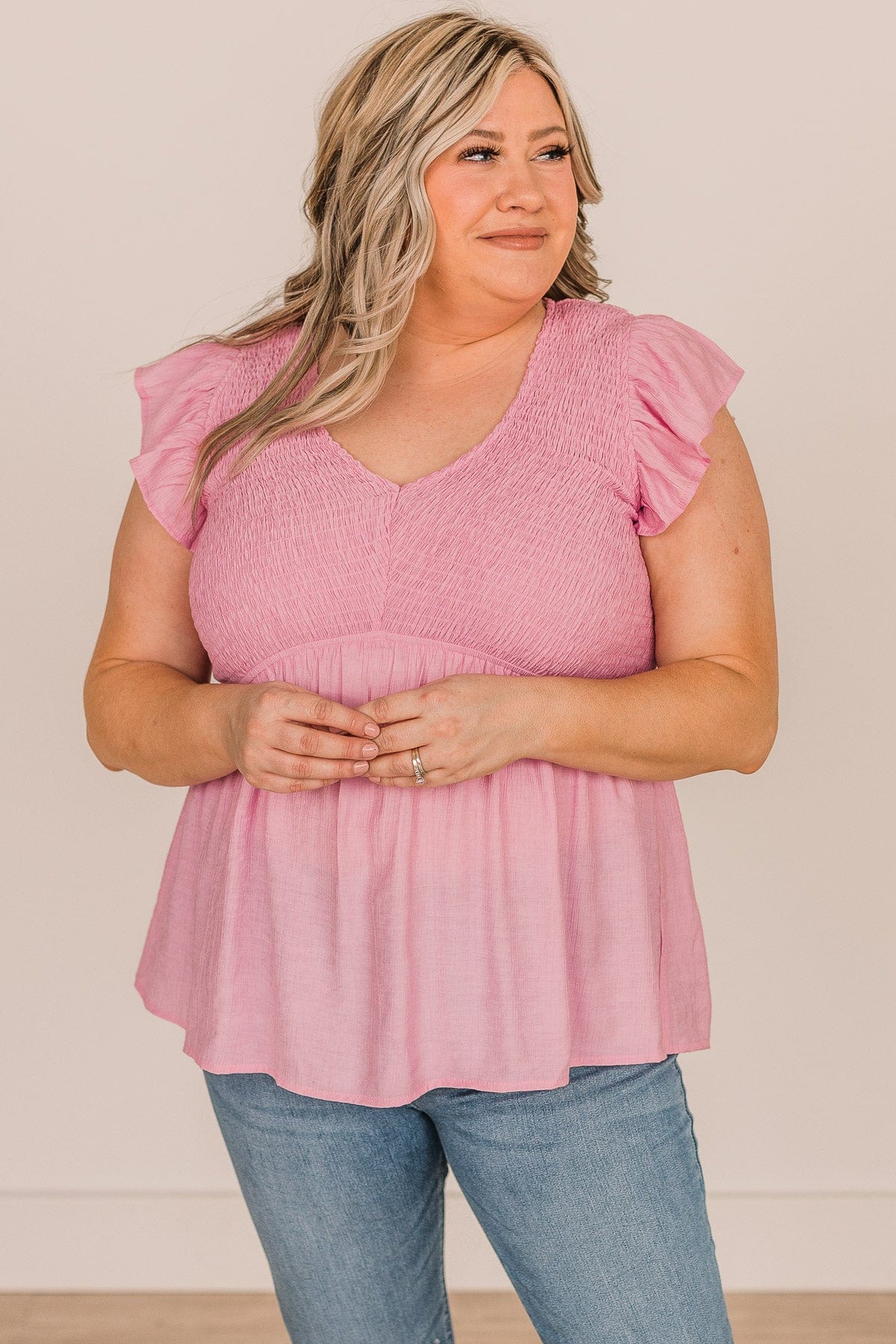 Love Like Mine Smocked Blouse- Pink - Image 4