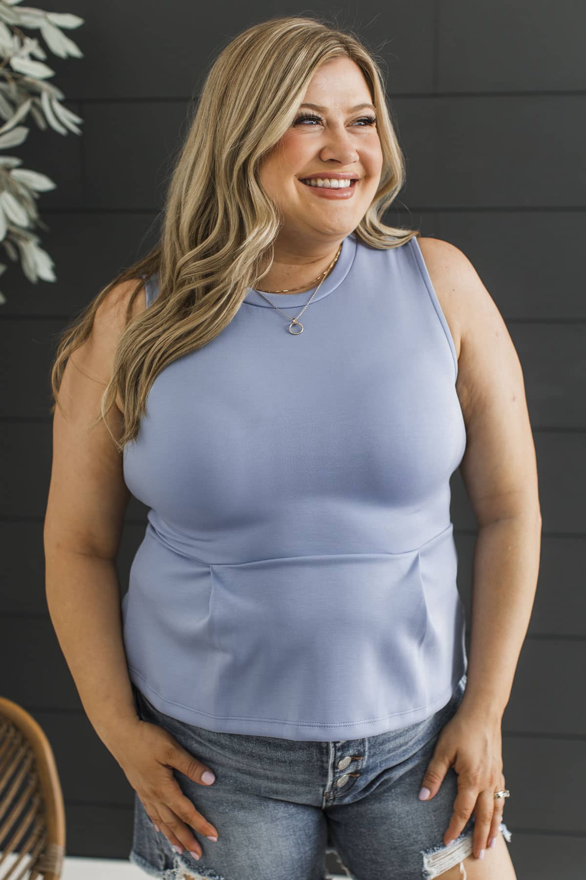 Love Looks Good Peplum Tank Top- Periwinkle - Image 4