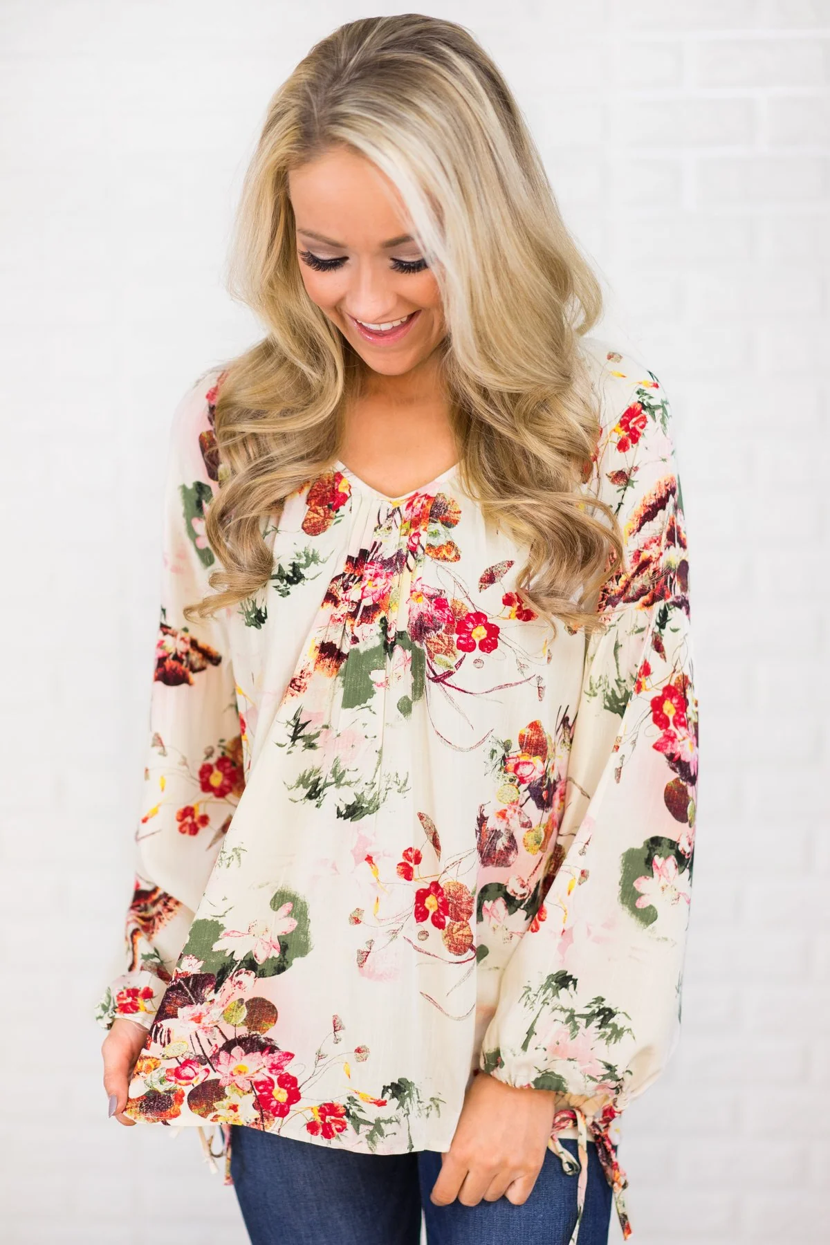 Love Me Again Cream Floral Blouse - Image 2