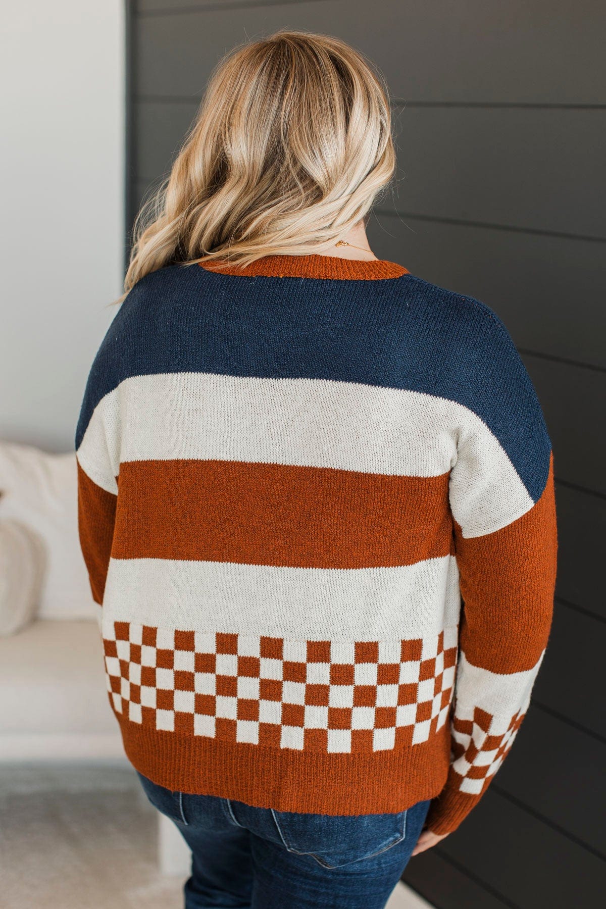 Love Me Anyway Color Block Sweater- Navy & Copper - Image 7