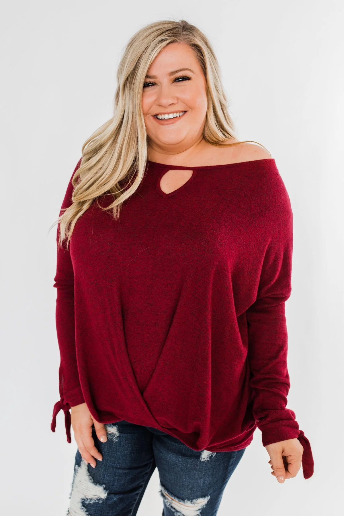 Love Me Forever Front Twist Top- Cranberry - Image 5