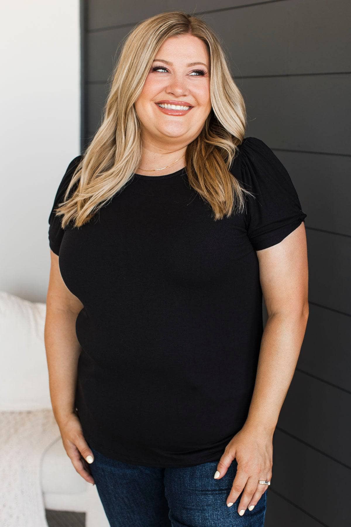 Love Me More Short Sleeve Top- Black