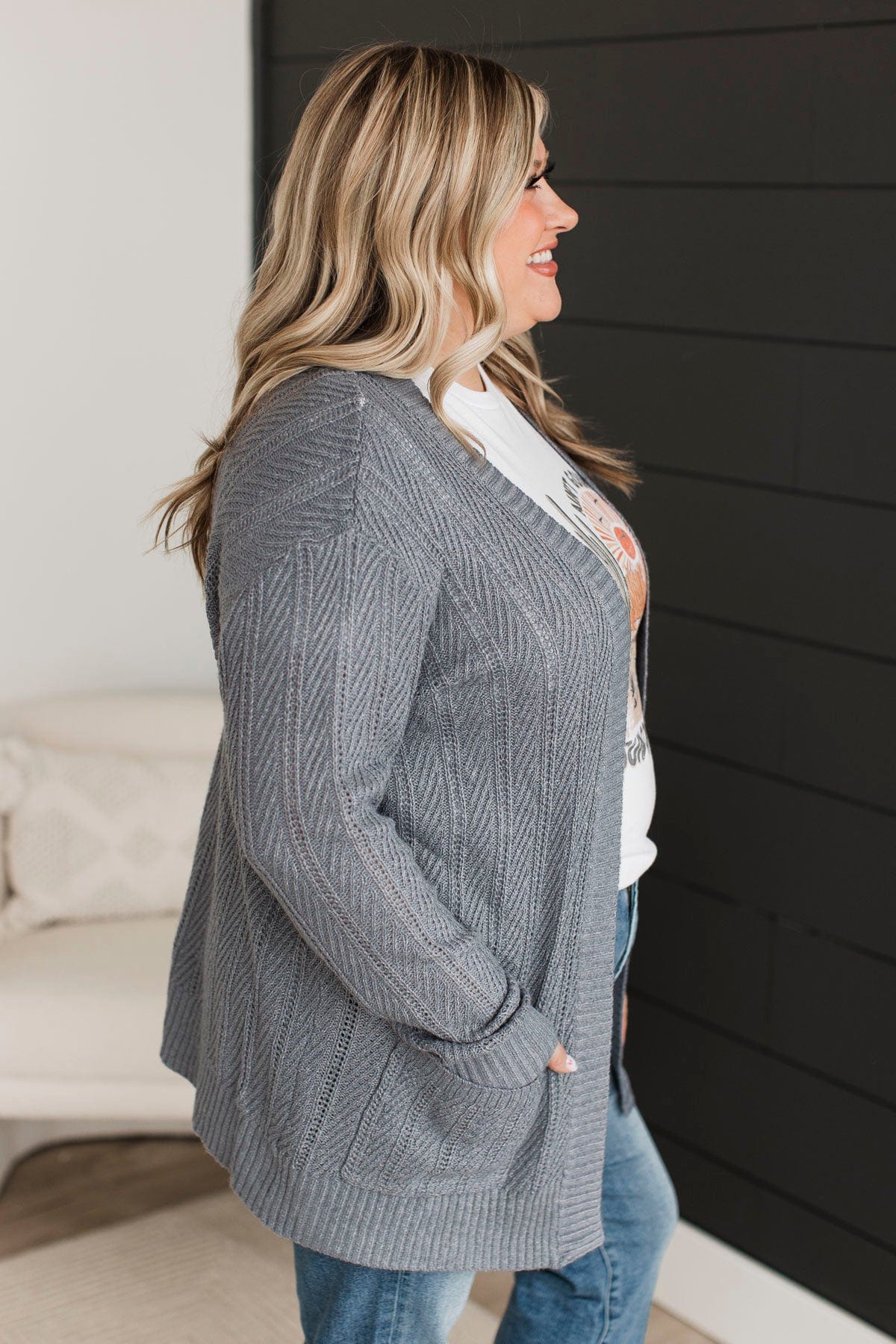 Love On Replay Knit Cardigan- Grey - Image 6