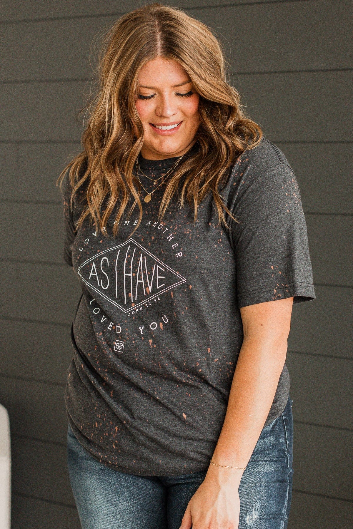 "Love One Another" Graphic Tee- Charcoal - Image 3