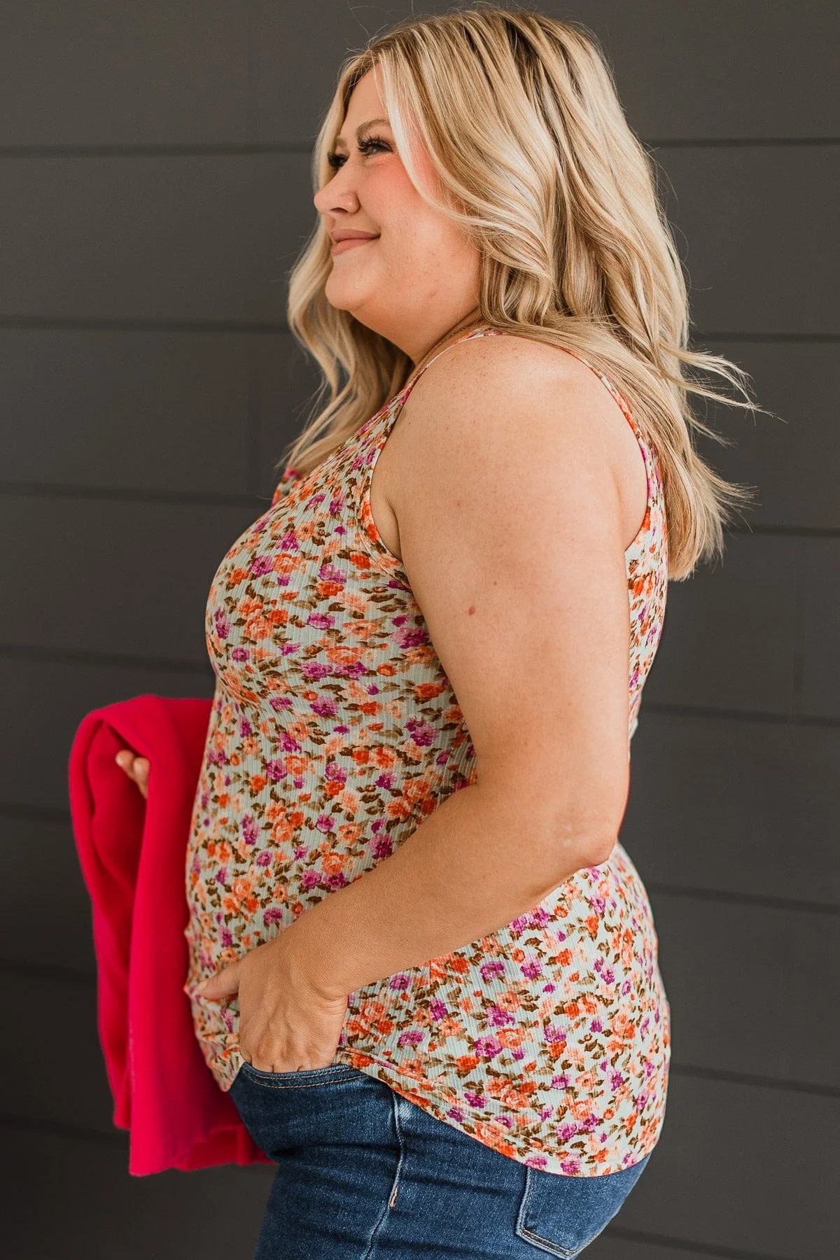 Love Out Loud Floral Tank Top- Sage - Image 5