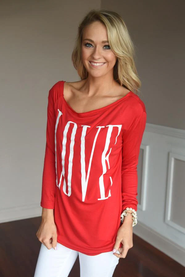 LOVE Slouchy Top ~ Red - Image 6