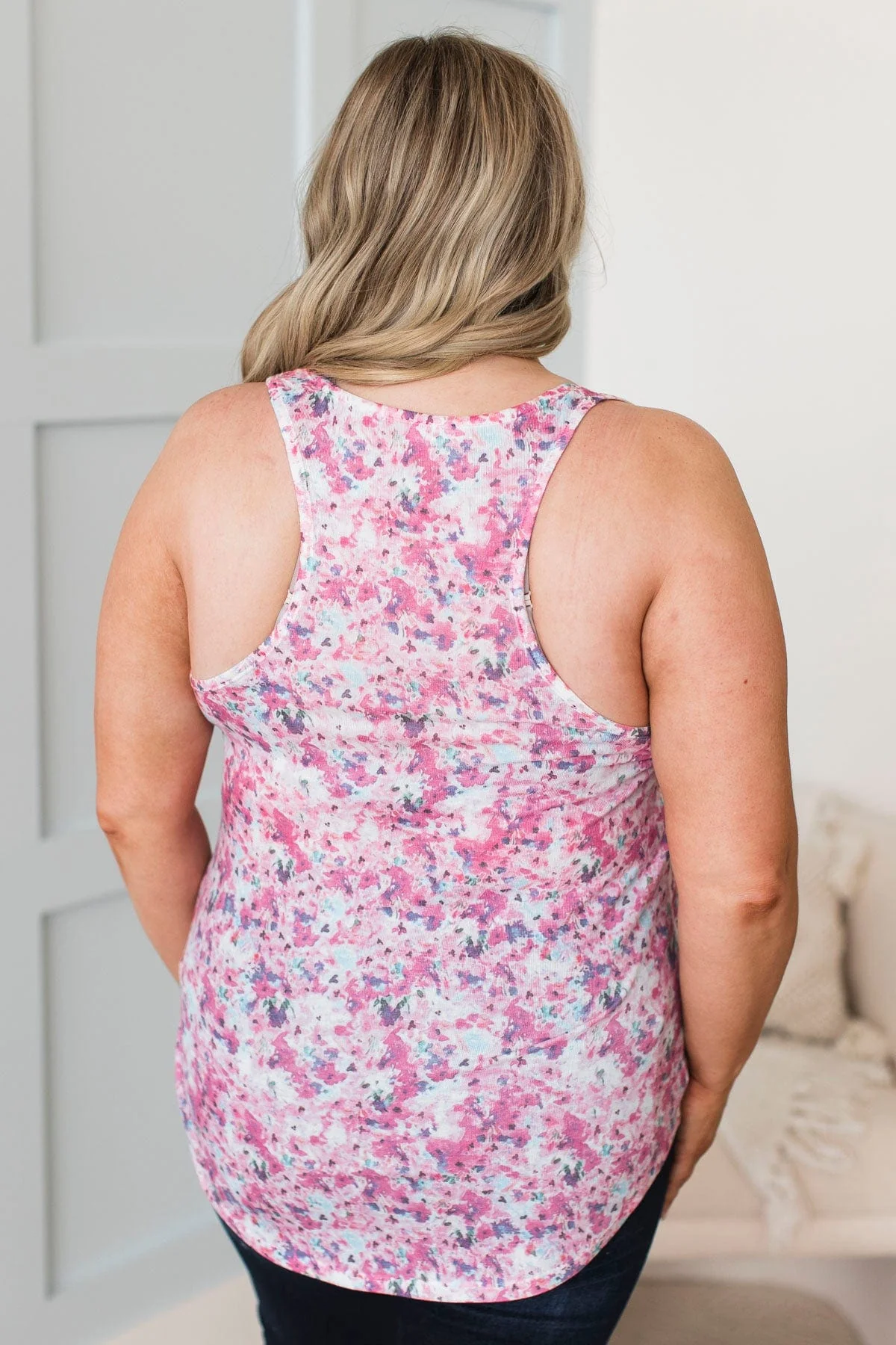 Love Takes Time Floral Tank Top- Pink - Image 5