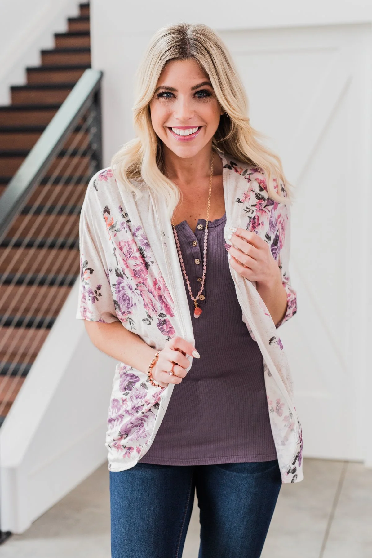Love That I Give Floral Kimono- Purple Tones - Image 2