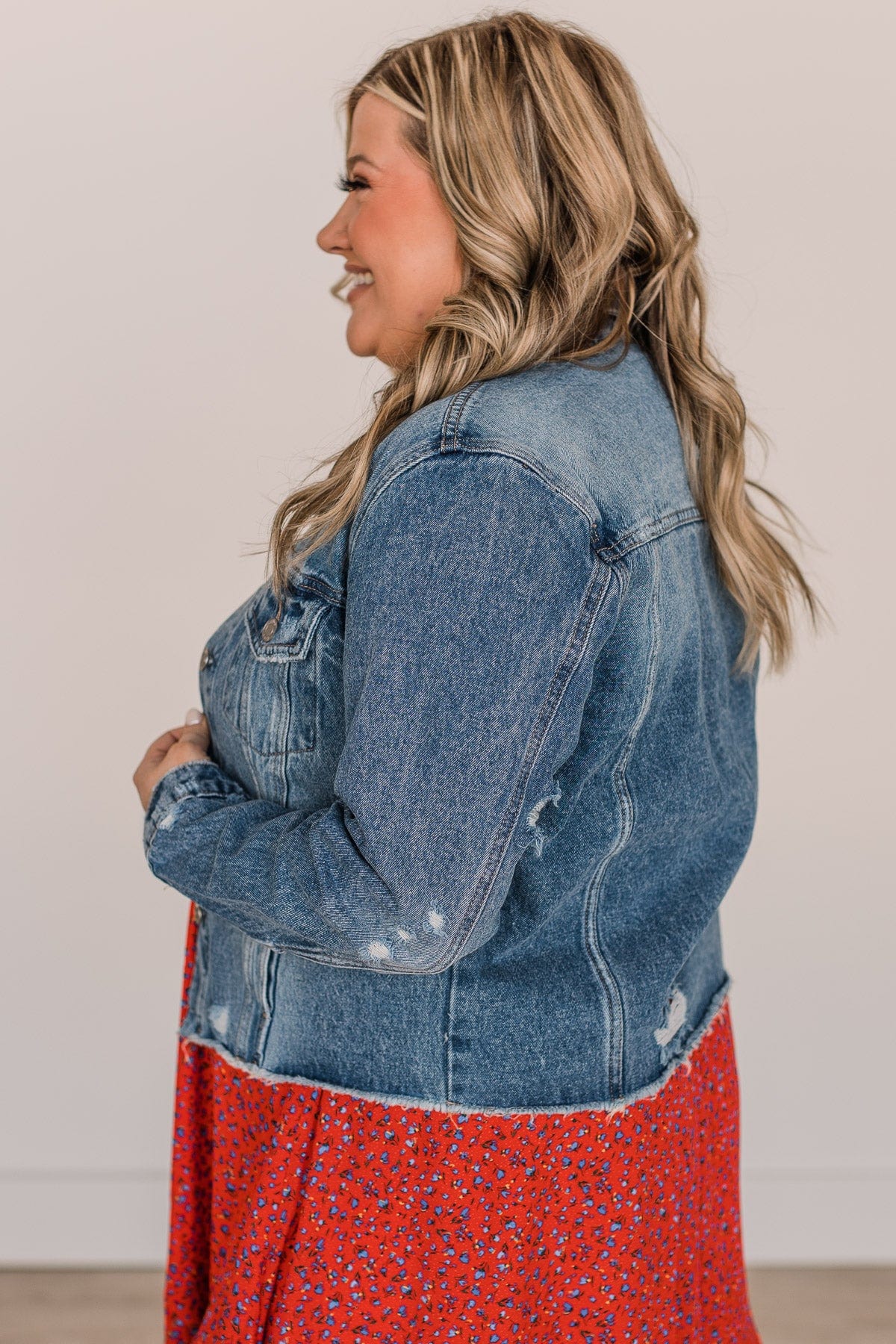 Love That Lasts Distressed Denim Jacket- Medium Wash - Image 6