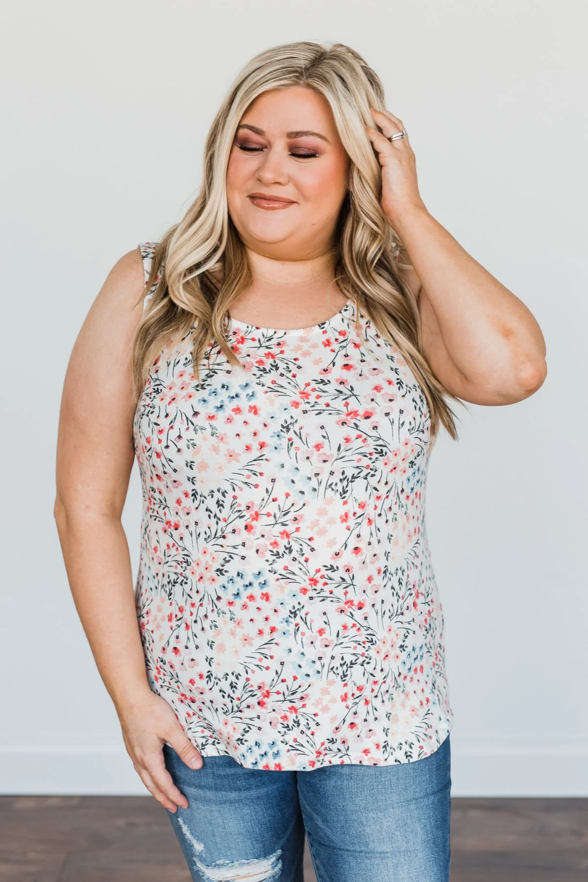 Love To Give Floral Tank Top- Ivory - Image 2