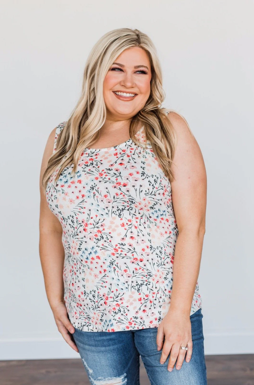 Love To Give Floral Tank Top- Ivory - Image 4