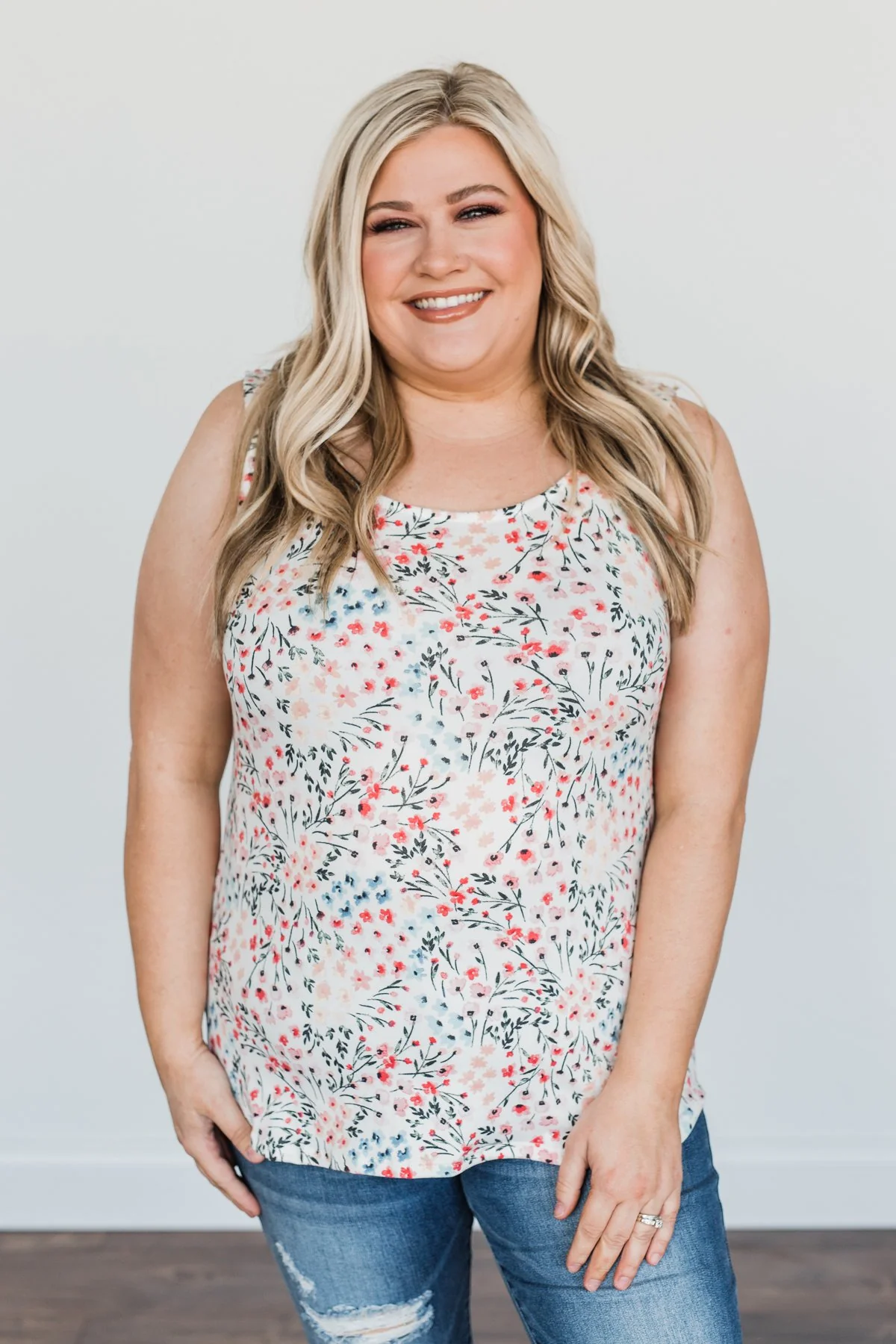 Love To Give Floral Tank Top- Ivory - Image 6
