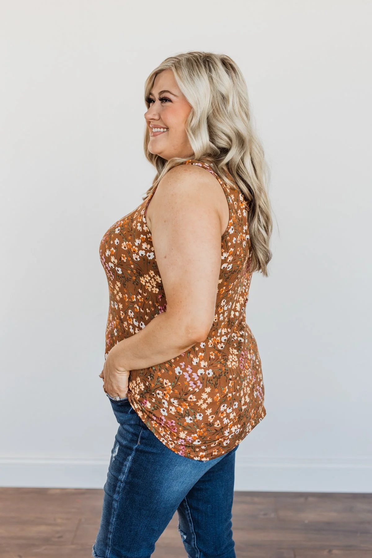 Love To Give Floral Tank Top- Brown - Image 11
