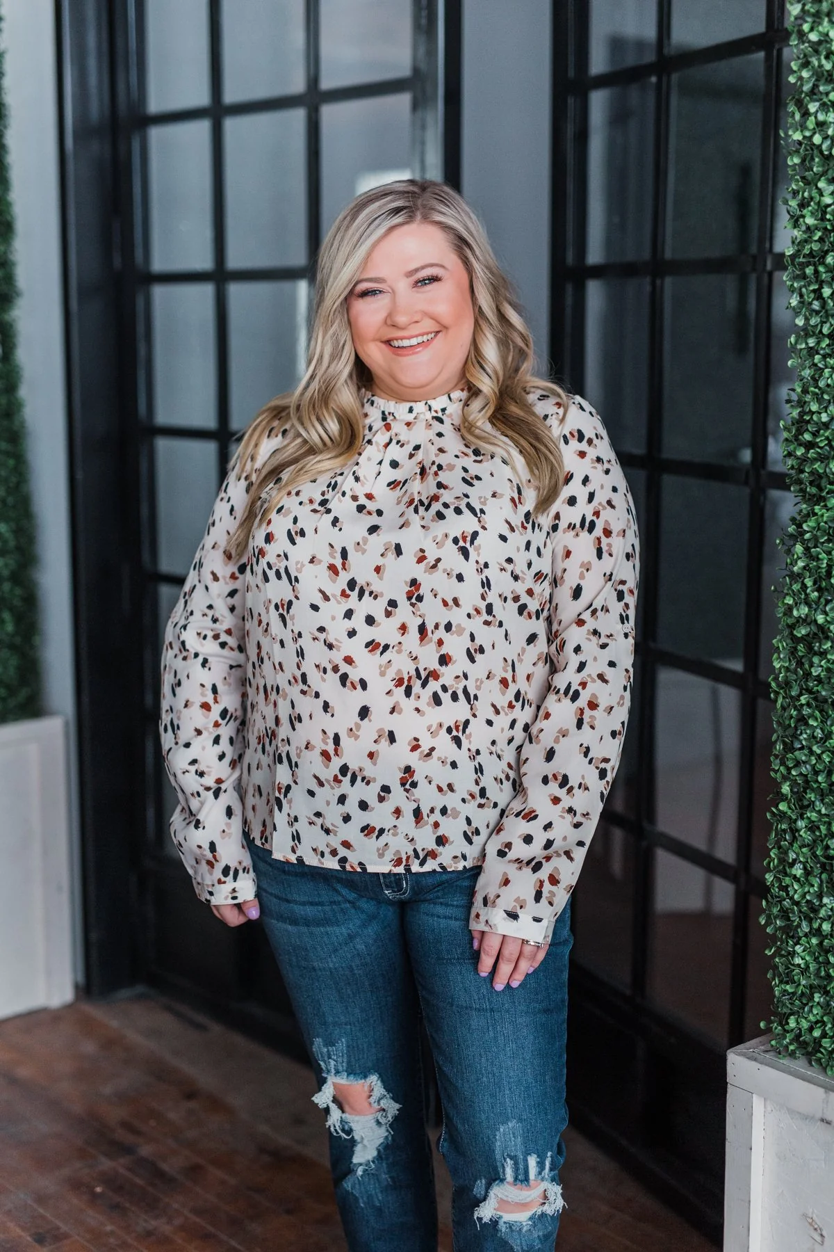 Love To Lean On Speckled Blouse- Vanilla - Image 11