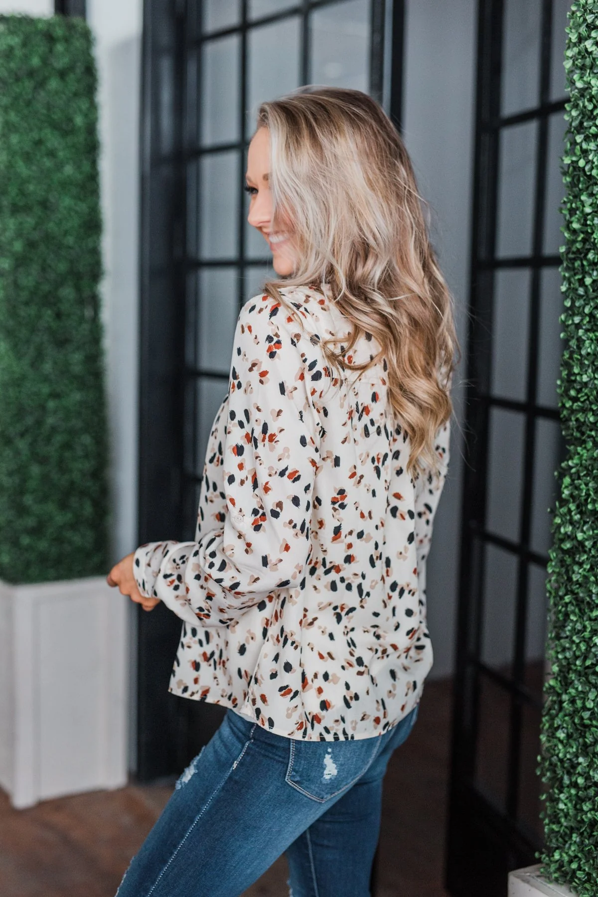 Love To Lean On Speckled Blouse- Vanilla - Image 12