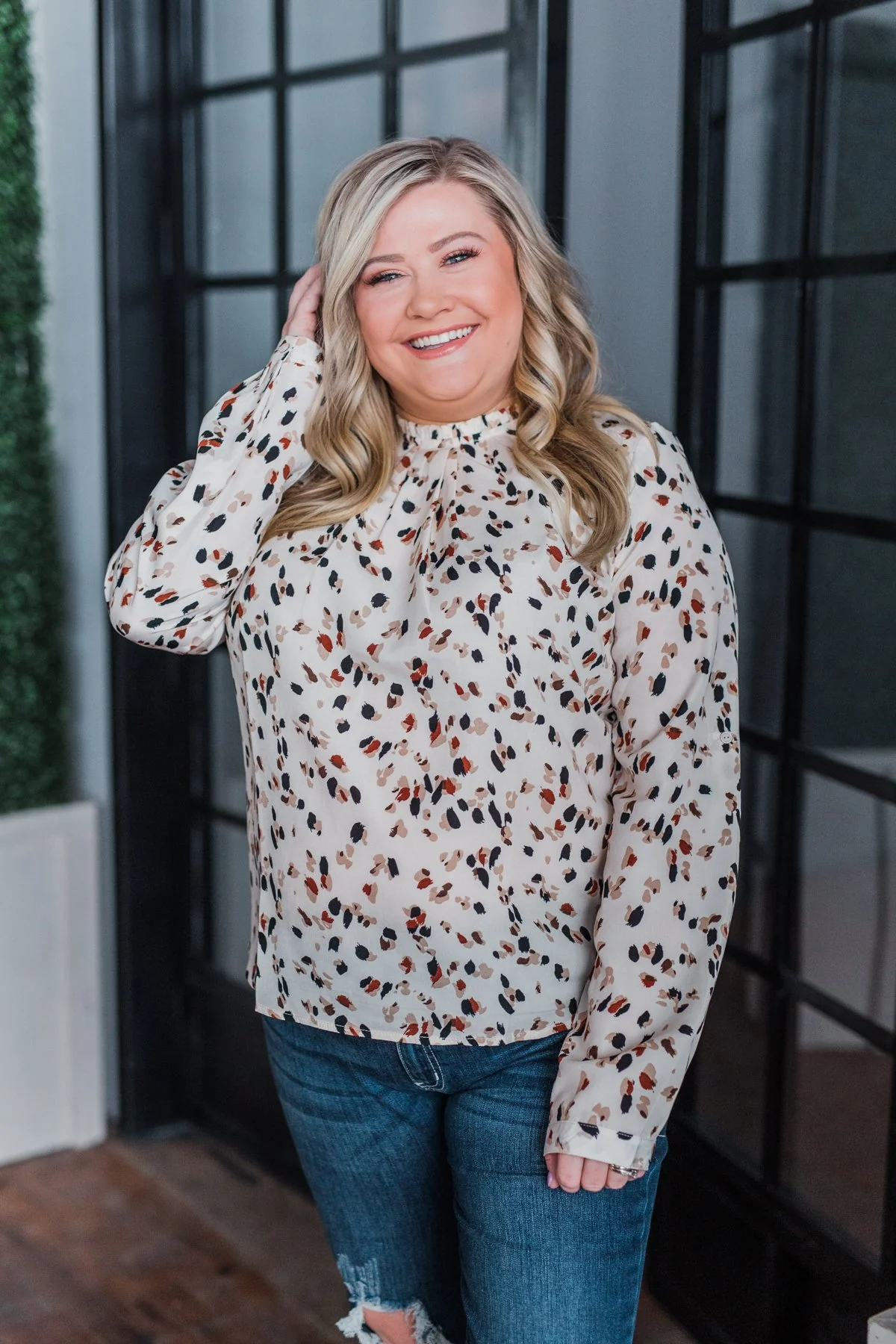 Love To Lean On Speckled Blouse- Vanilla - Image 6