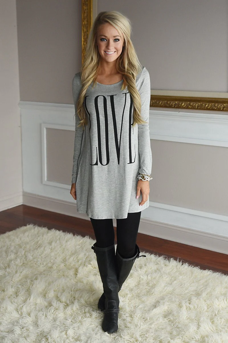 LOVE Tunic Top ~ Heather Grey - Image 4