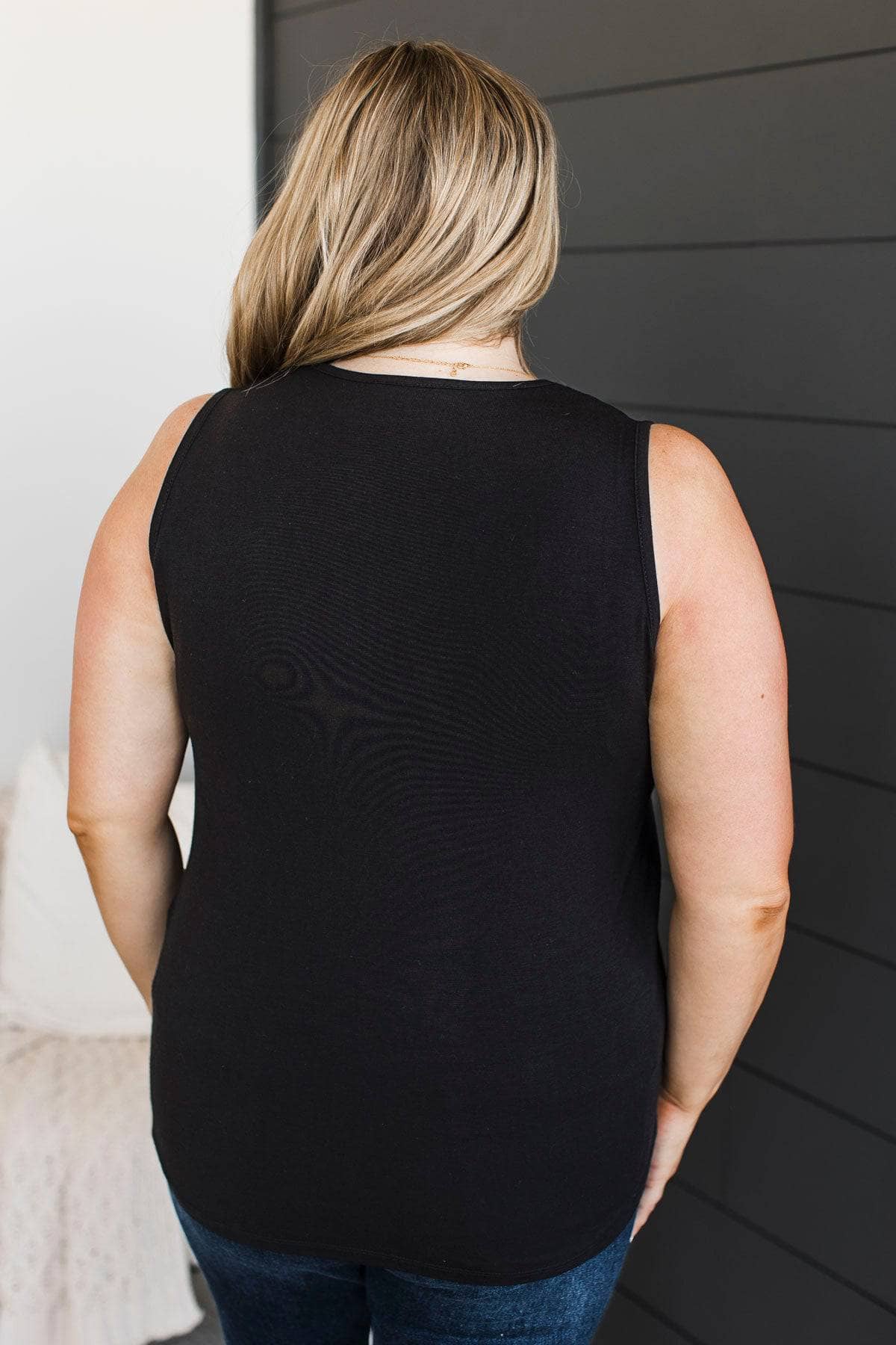 Love Undone V-Neck Tank Top- Black - Image 7