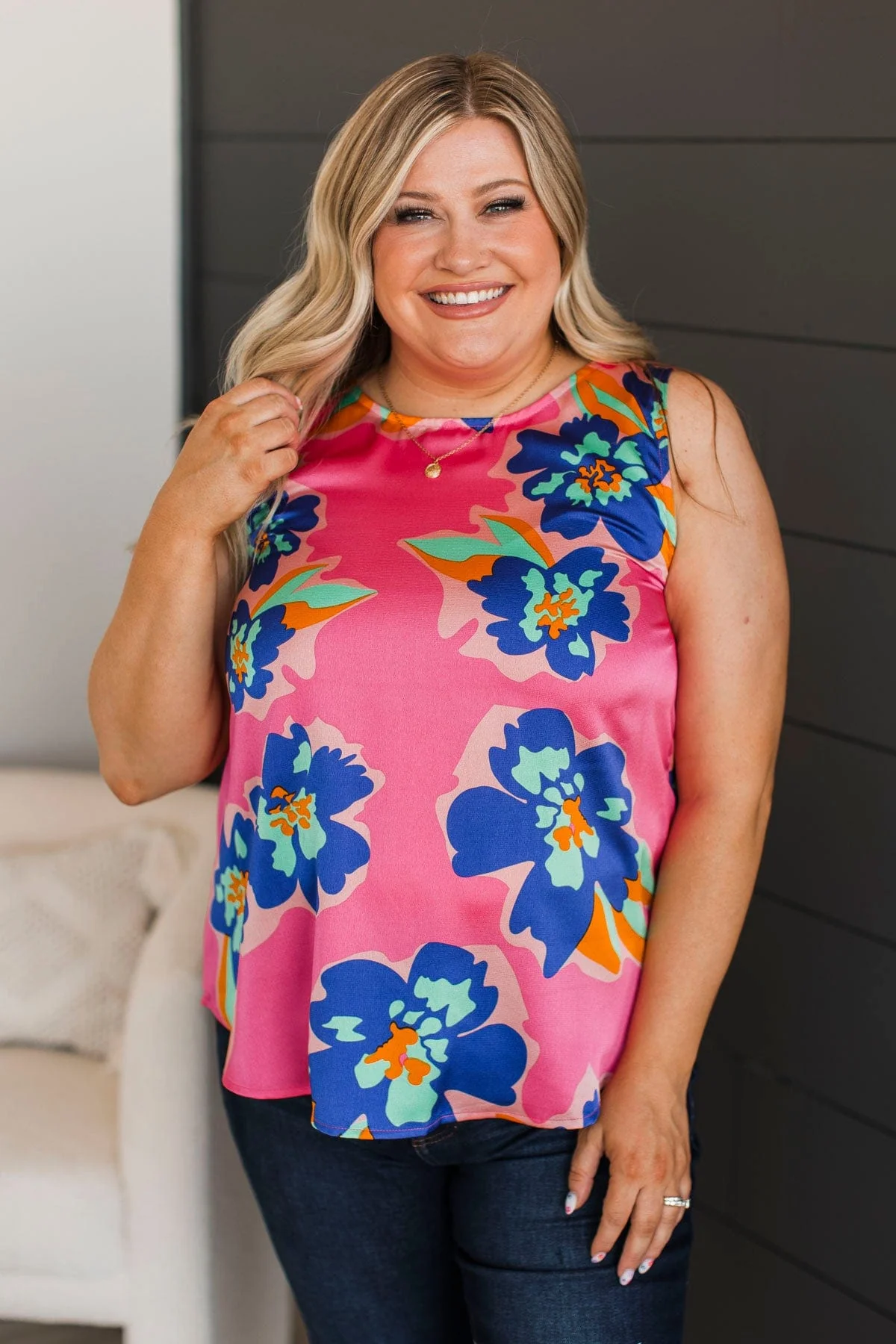 Love Will Come Our Way Floral Tank Top- Hot Pink - Image 2