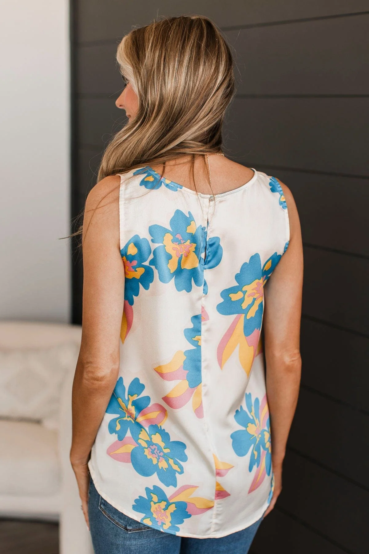 Love Will Come Our Way Floral Tank Top- Ivory - Image 6