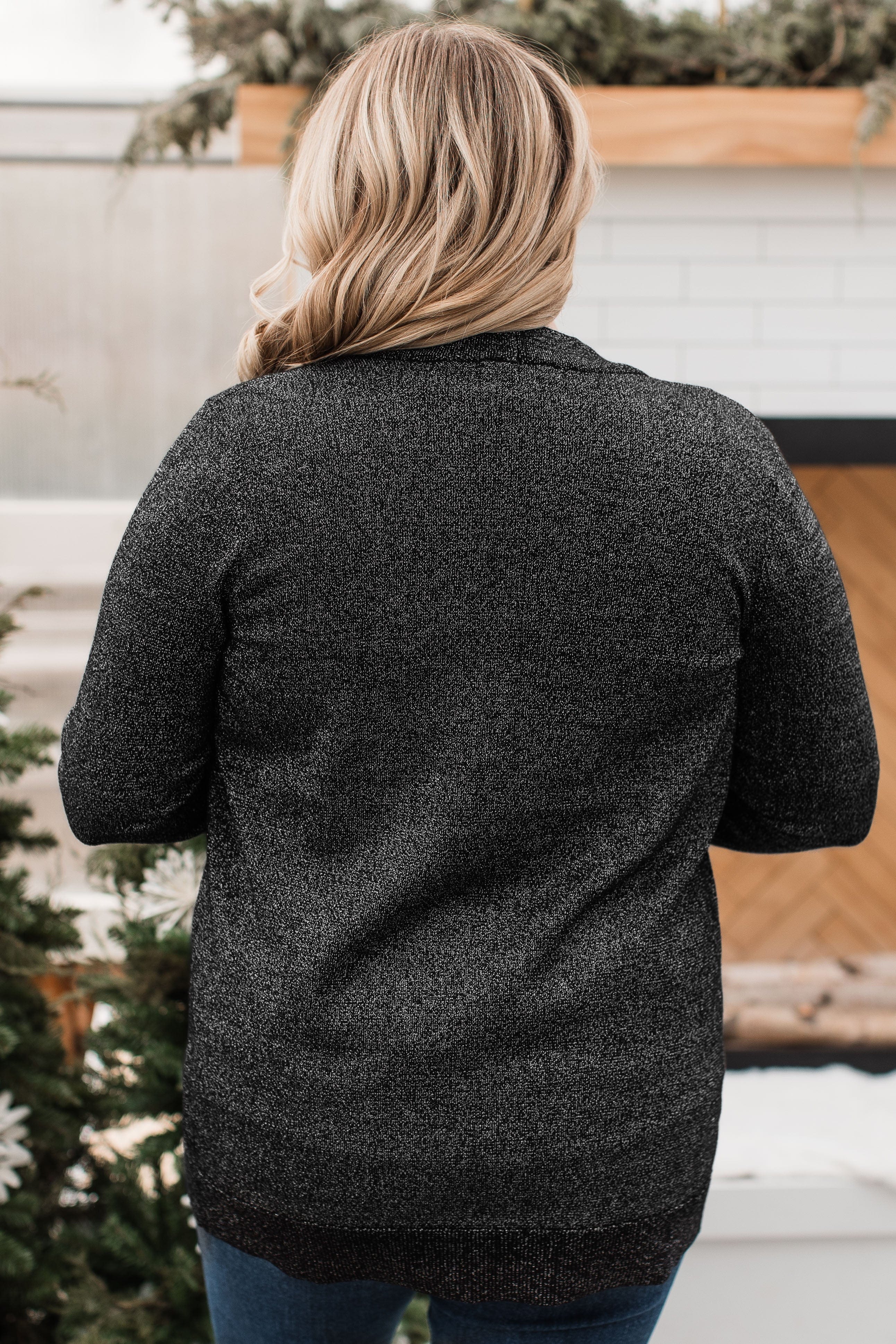 Love Without End Lurex Knit Cardigan- Black - Image 9