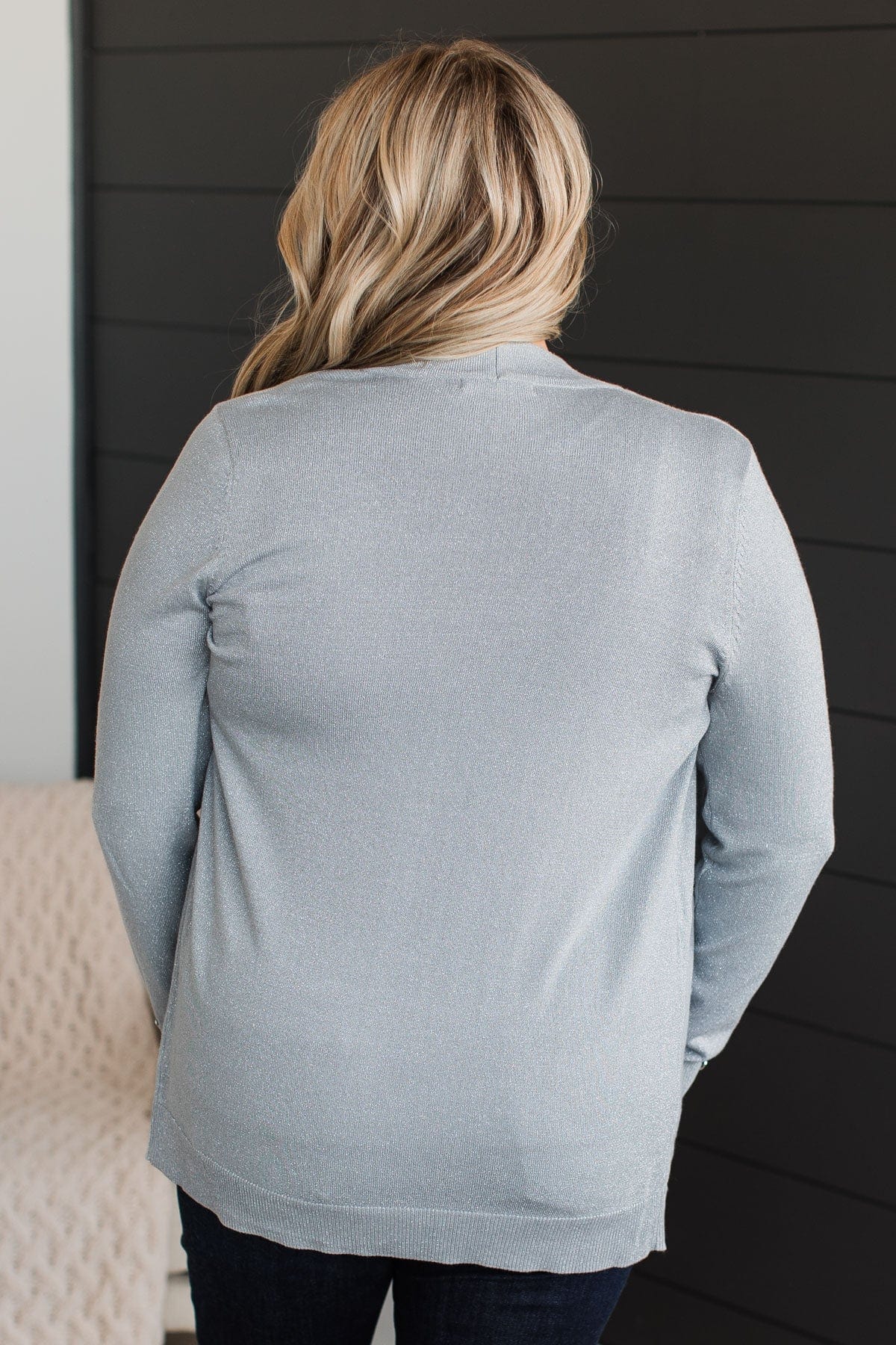 Love Without End Lurex Knit Cardigan- Silver - Image 8