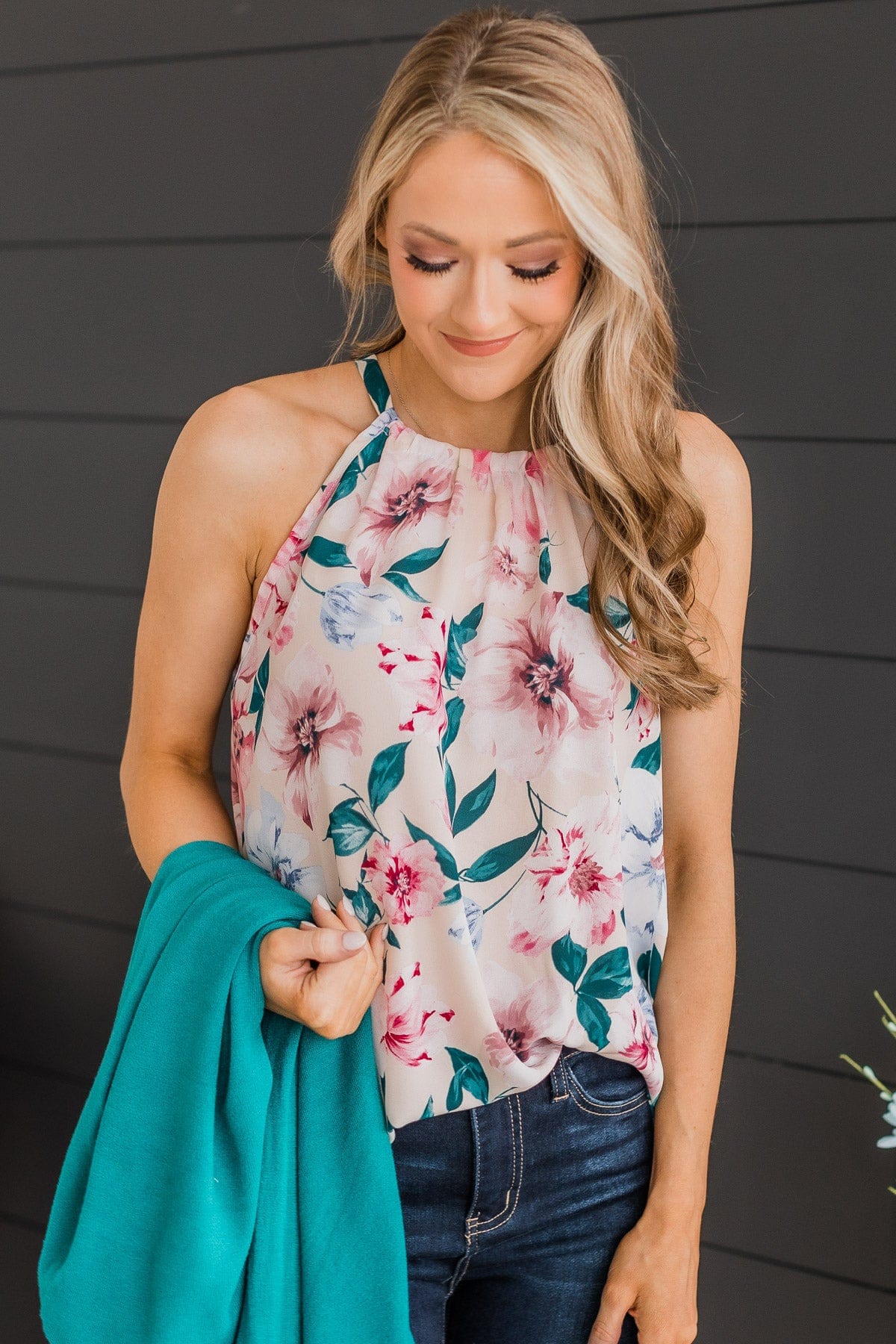 Love You Deeply Sleeveless Floral Top- Cream - Image 3