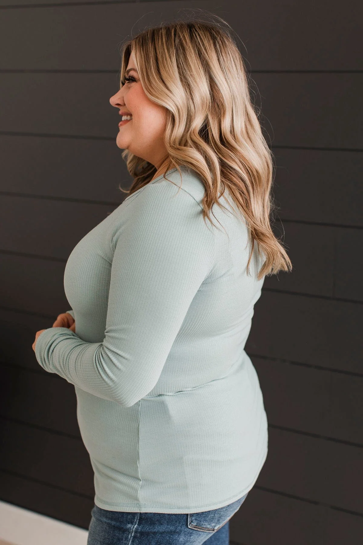 Love You Forever Knit Top- Blue Sage - Image 6