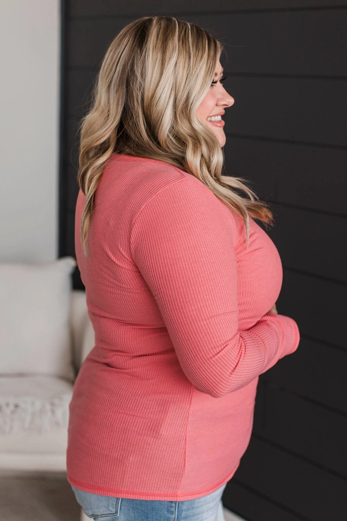 Love You Forever Knit Top- Coral - Image 6
