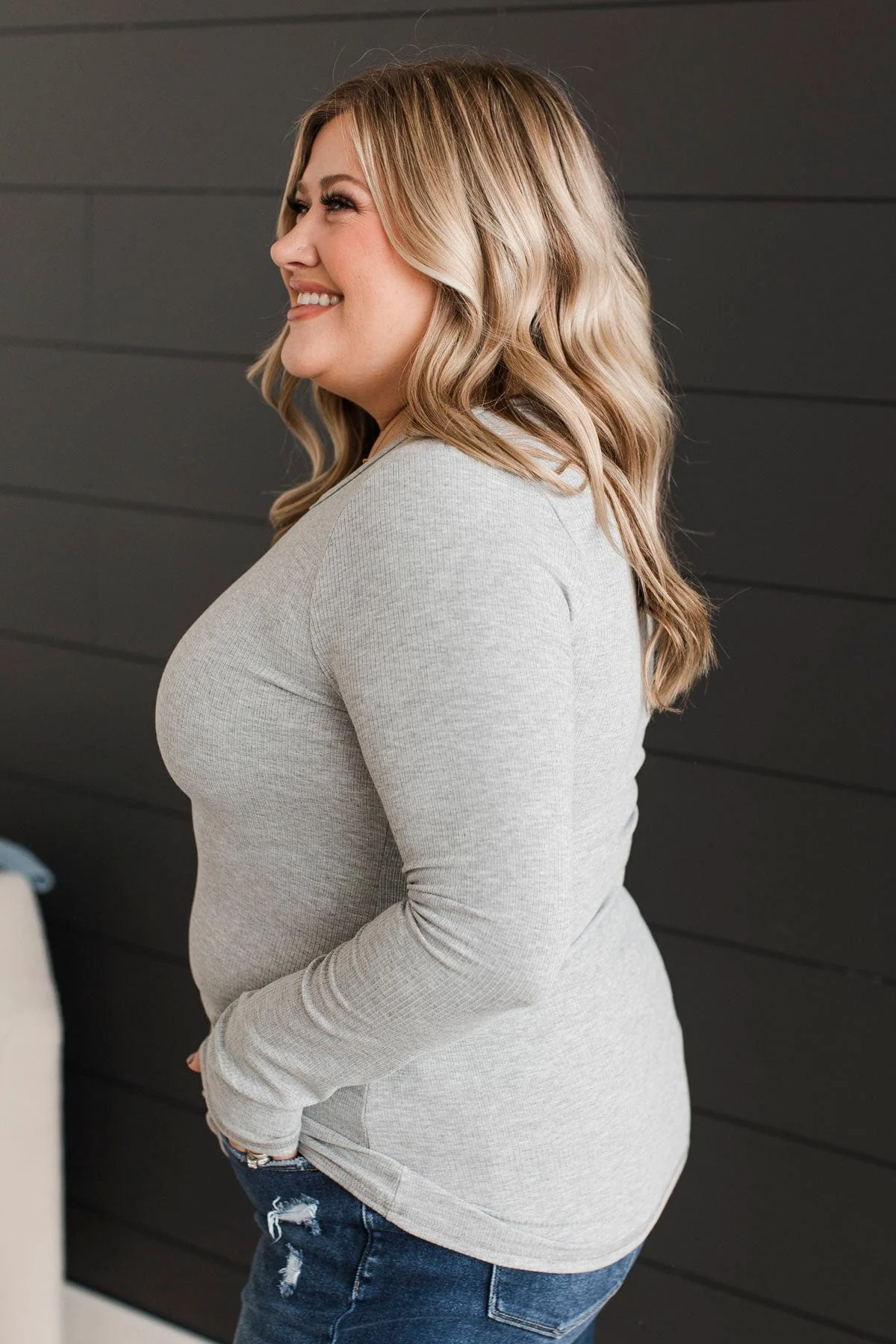 Love You Forever Knit Top- Heather Grey - Image 6