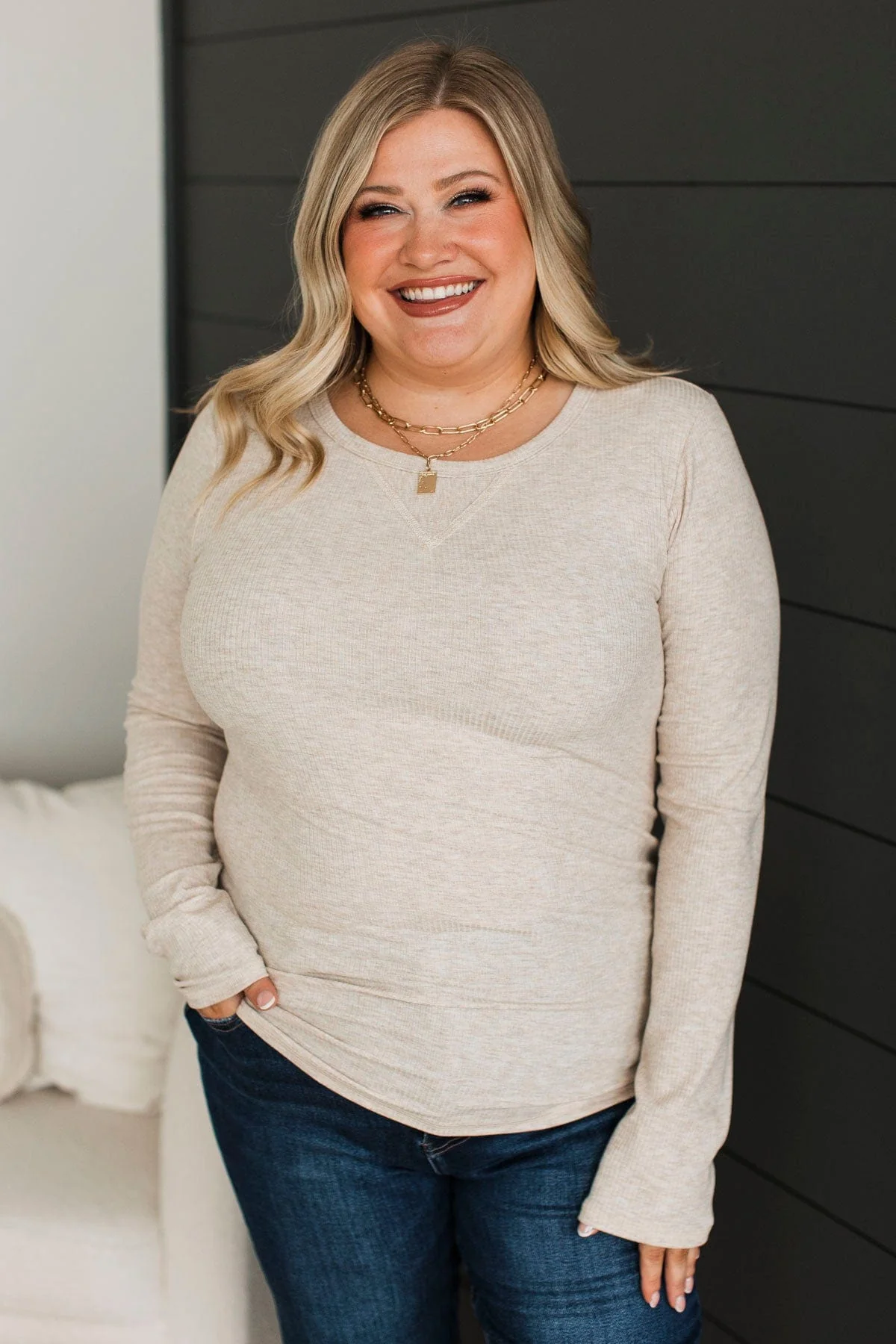 Love You Forever Knit Top- Oatmeal - Image 2